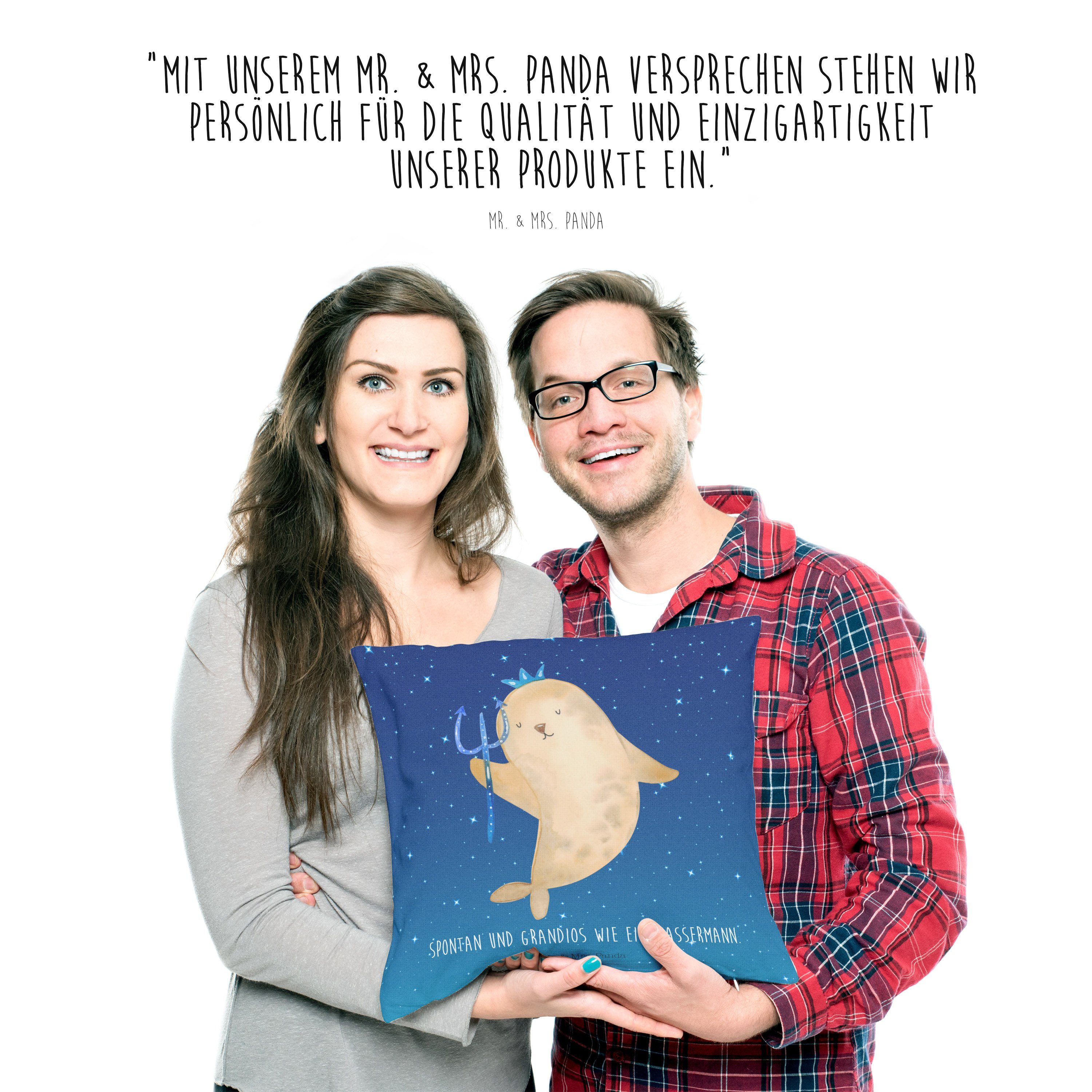 Mr. & Mrs. Panda Dekokissen Blau - Sternzeichen Geschenk, Wassermann Astrologie Sternenhimmel 