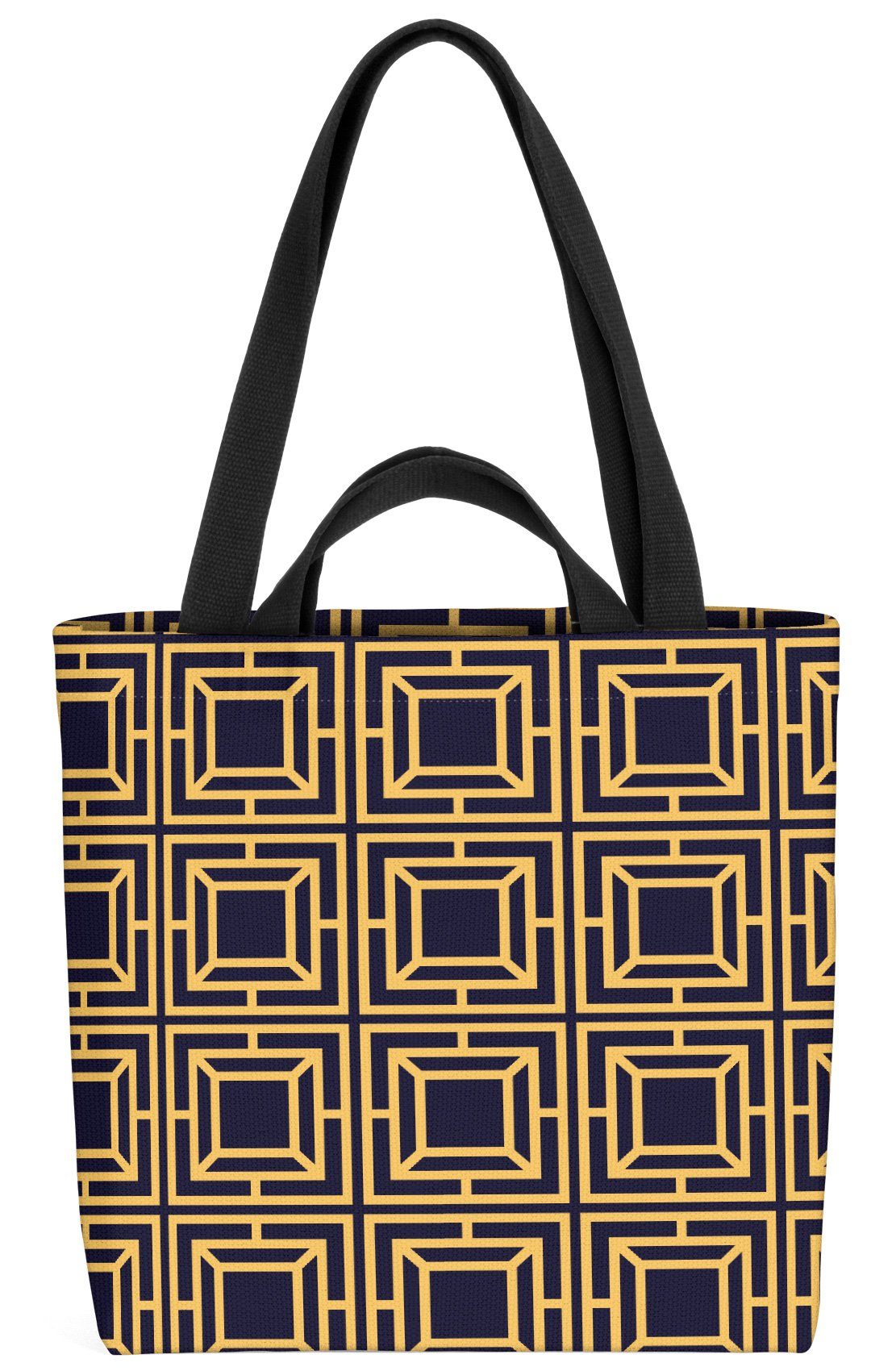VOID Henkeltasche (1-tlg), Art Deco Labyrinth Muster Art Deco Muster Blau Retro Kunst Luxus Wohn