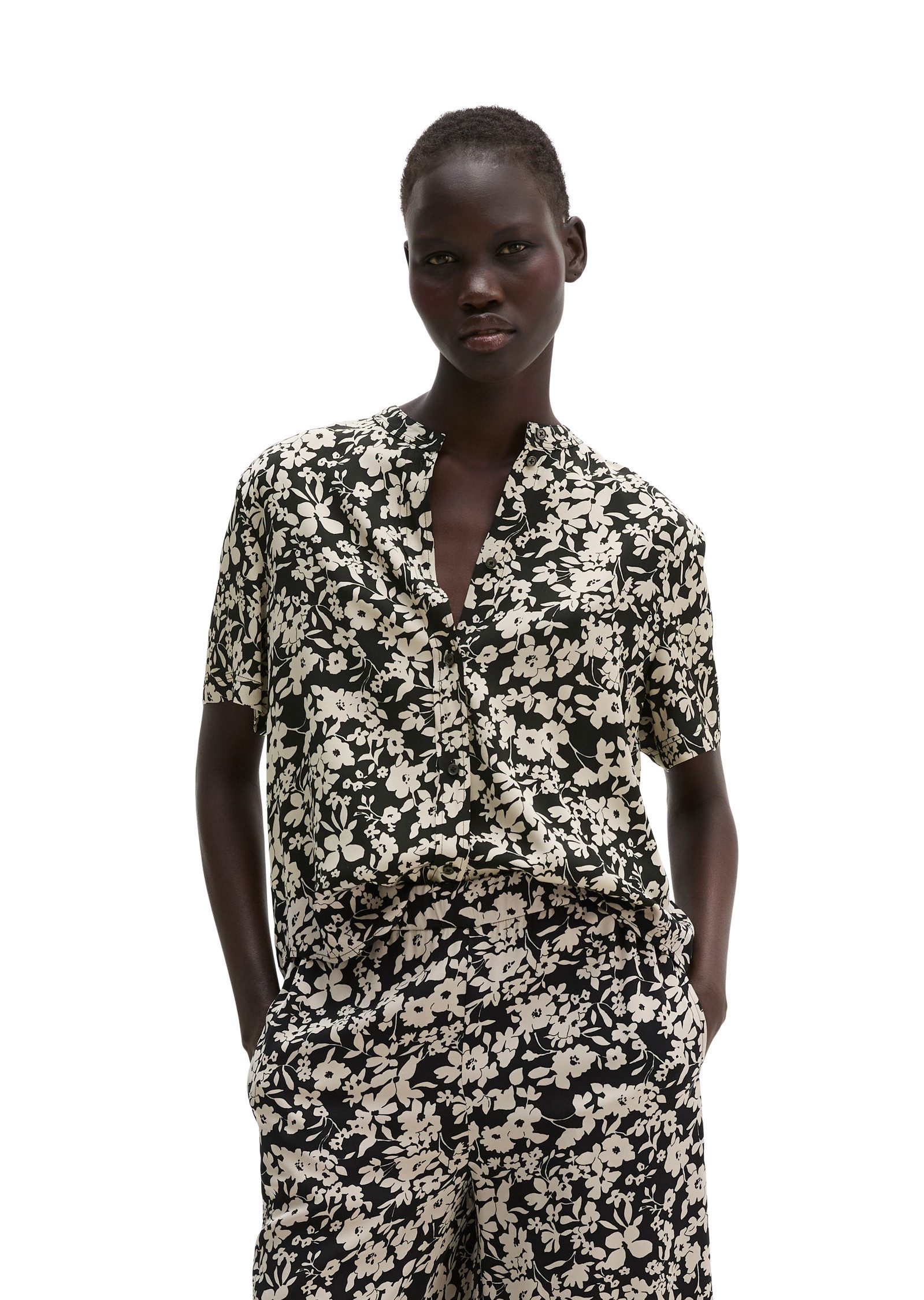 Marc O'Polo Kurzarmbluse aus bedrucktem Viskose-Twill
