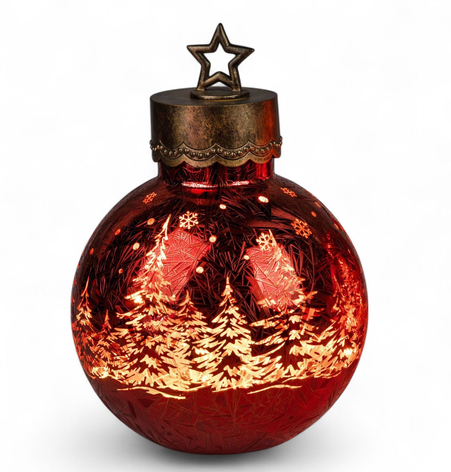 formano LED Dekolicht XXL Glas-Kugel Frosty Rot 30 cm Timer 6h/18h Weihnach günstig online kaufen