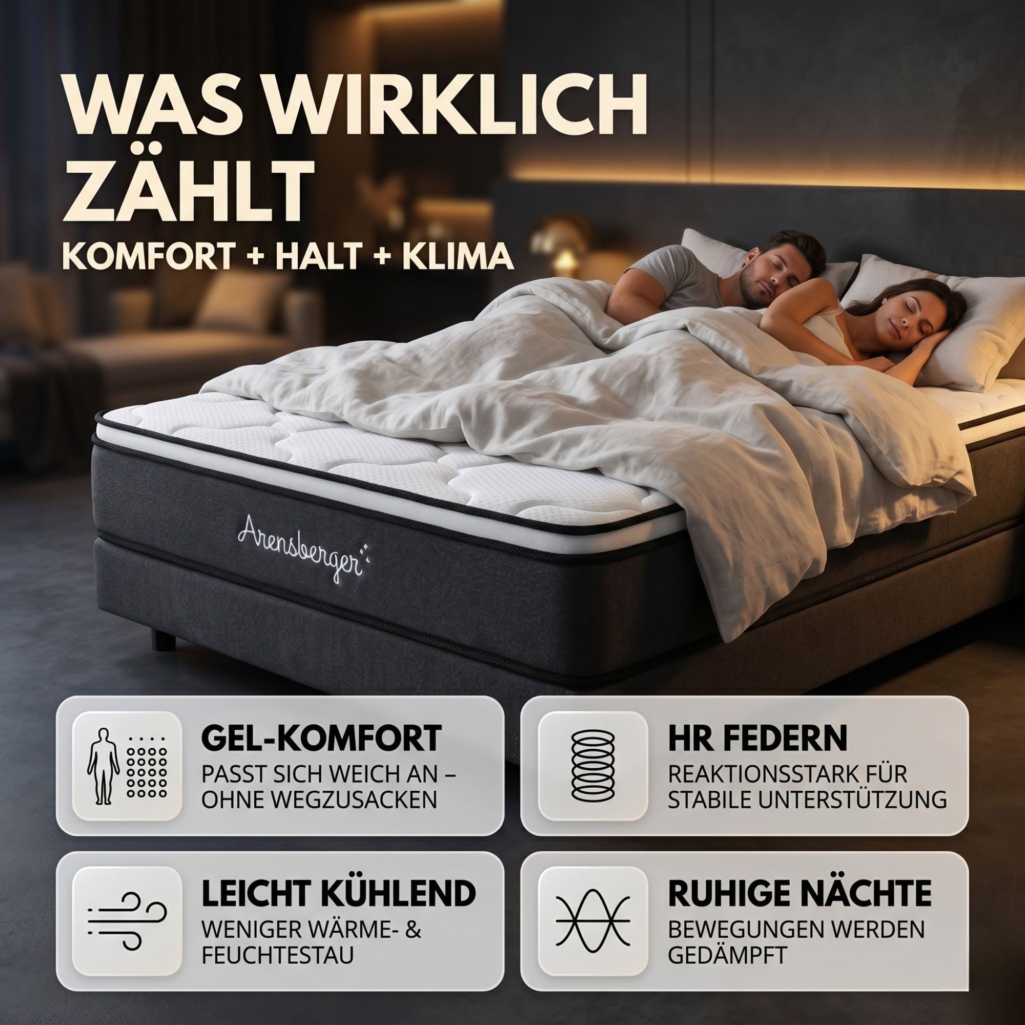 Taschenfederkernmatratze Matratze EMILIA, 23cm hoch, Taschen Federkernmatratze H3 Premium, Arensberger, 23 cm hoch, (Matratze 120 x 200 cm), Taschenfederkernmat – Bild 4 von 5