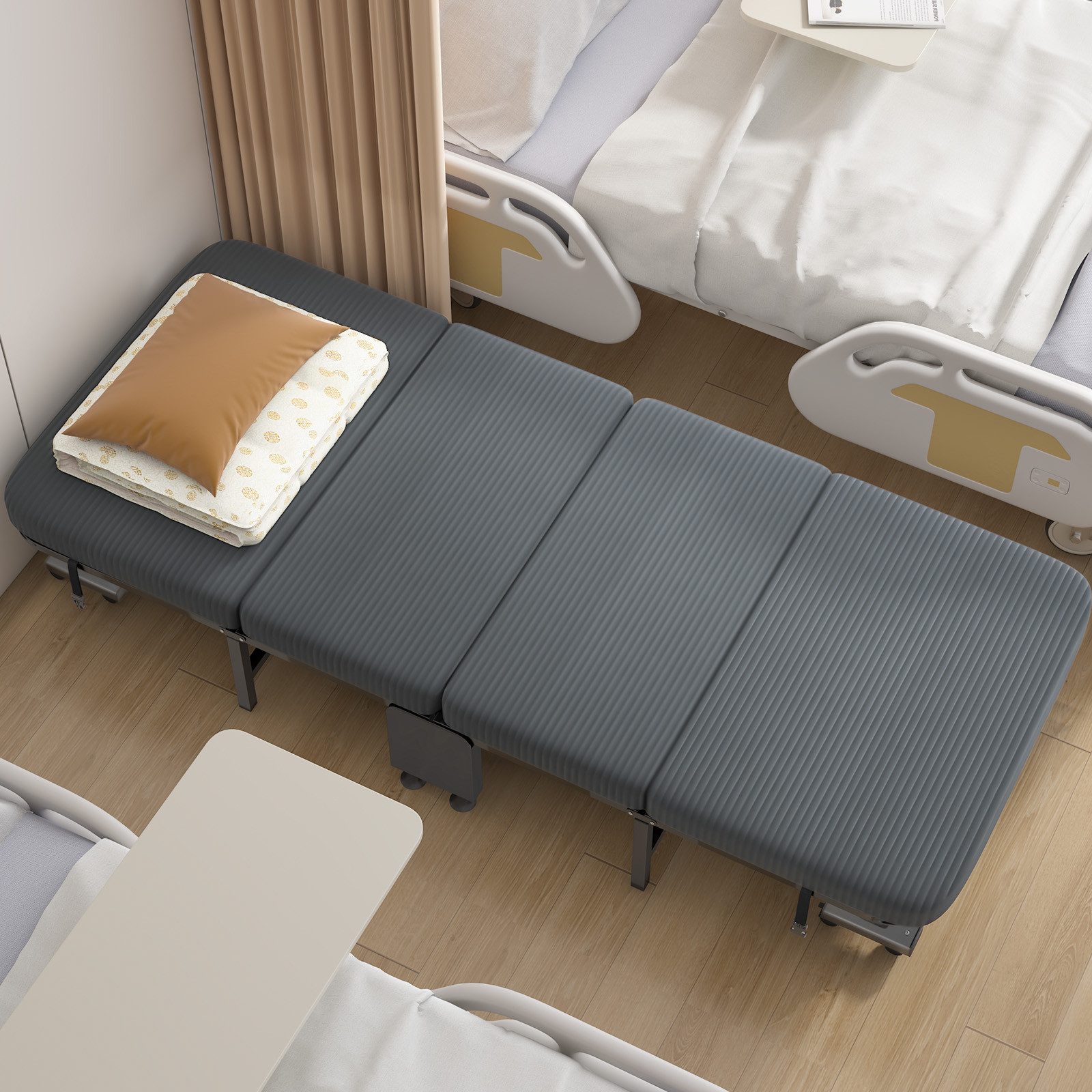 POPOLIC Klappbett Klappbett 190x80cm mit Rollen - Büro Gästebett Kompakt 80x60cm – Bild 5 von 5