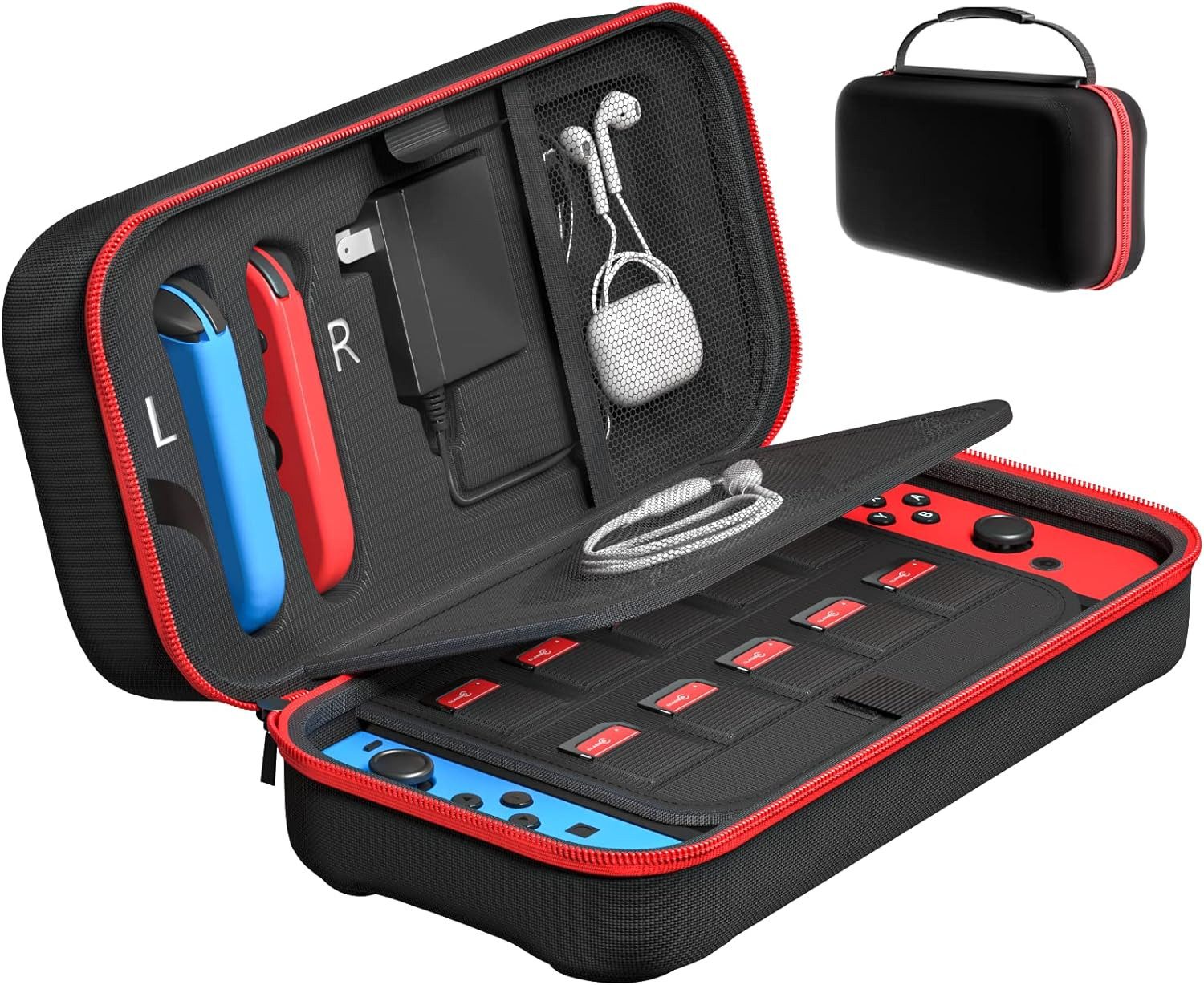 Refined Living Nintendo-Schutzhülle Carrying Case Compatible with Nintendo Switch/OLED,Game Case, Schutzhülle mit Aufbewahrung für 20 Spiele, Konsole & Zubehör