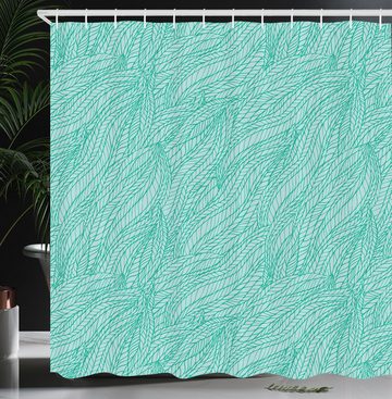 Abakuhaus Duschvorhang Moderner Digitaldruck mit 12 Haken auf Stoff Wasser Resistent Breite 175 cm, Höhe 180 cm, Grün Abstrakt Doodle Blätter