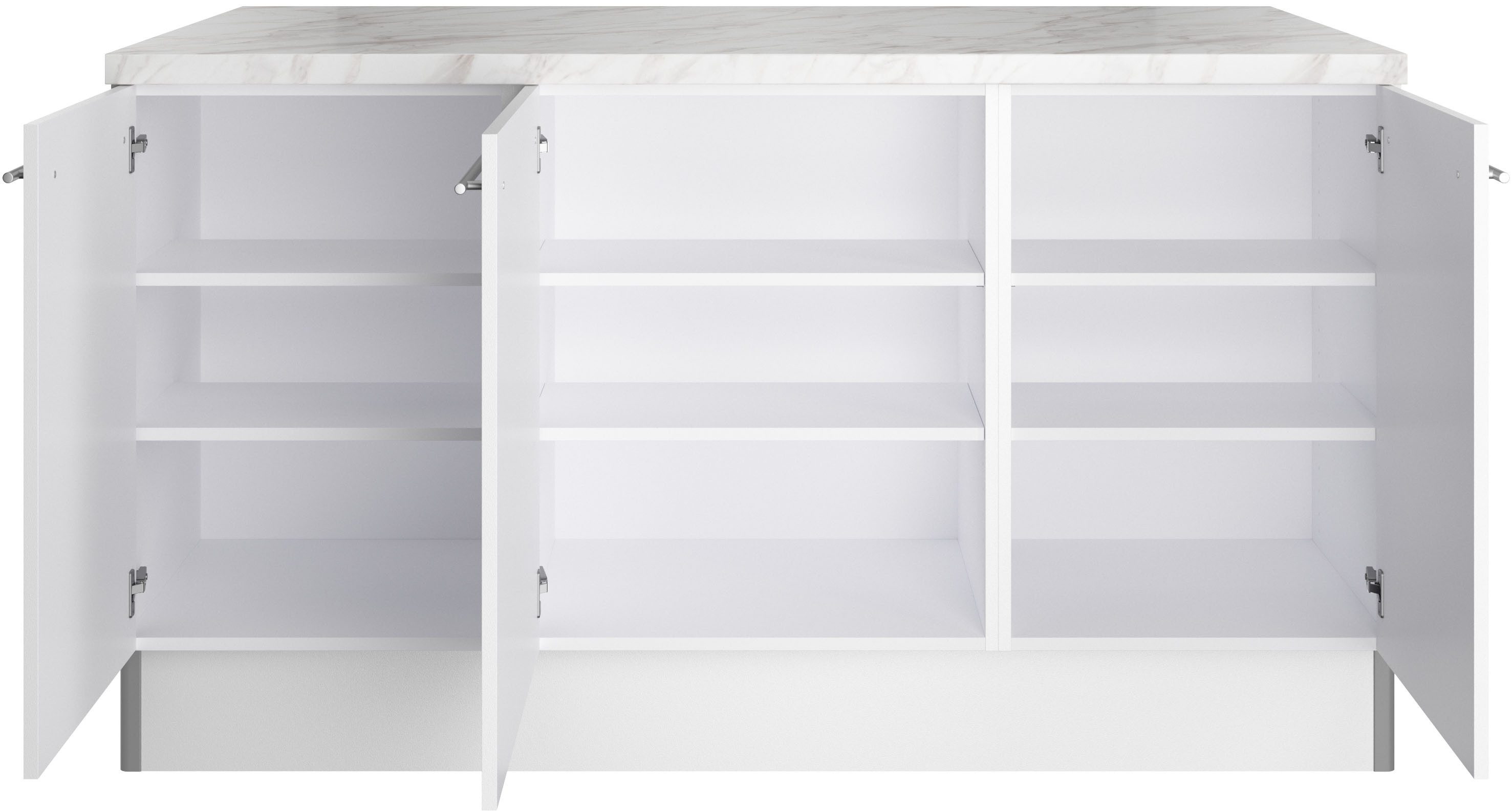 KOCHSTATION Kücheninsel KS-Bern2, Stellmaße 161 x 96,5 cm, mit durchgehender Arbeitsplatte als Theke