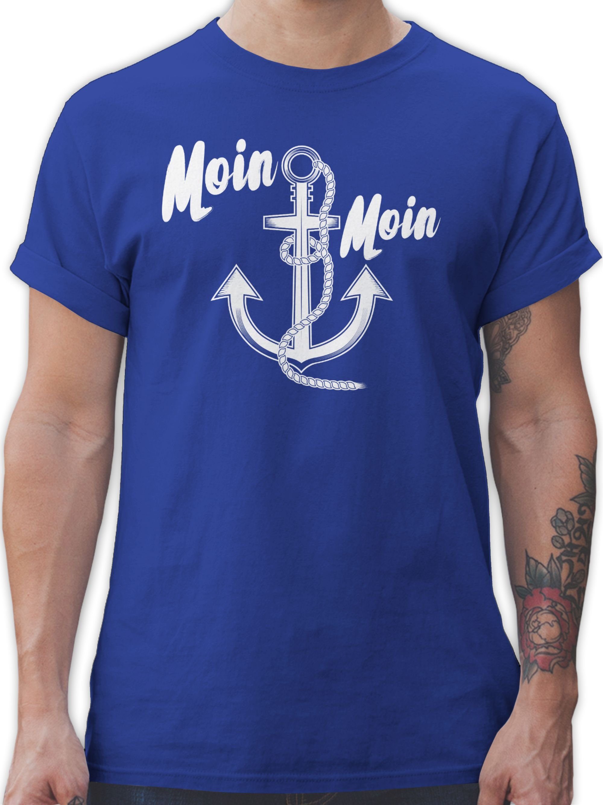 Shirtracer T-Shirt Moin Moin Anker Sprüche Statement 3 Royalblau