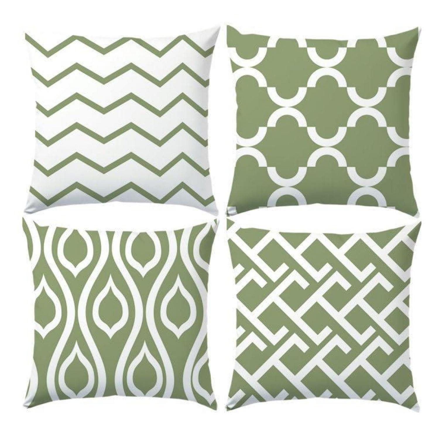 LuxusKollektion Kissenbezüge Kissenbezüge 45x45 cm, 4er-Set, geometrisch, salbeigrün