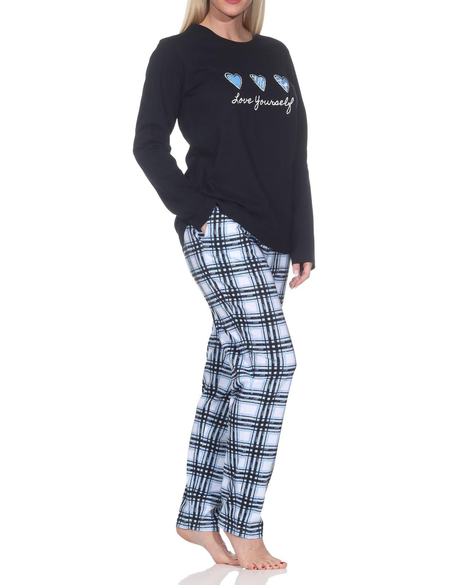 Normann Pyjama Normann Damen Pyjama mit karierter Jersey Hose - auch in Übergrößen – Bild 3 von 5