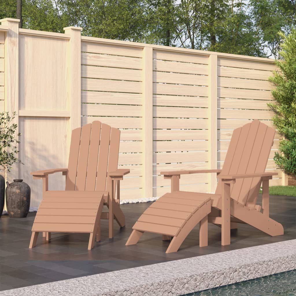 mit Gartenstuhl furnicato Hockern 2 HDPE Braun Adirondack-Gartenstühle Stk.