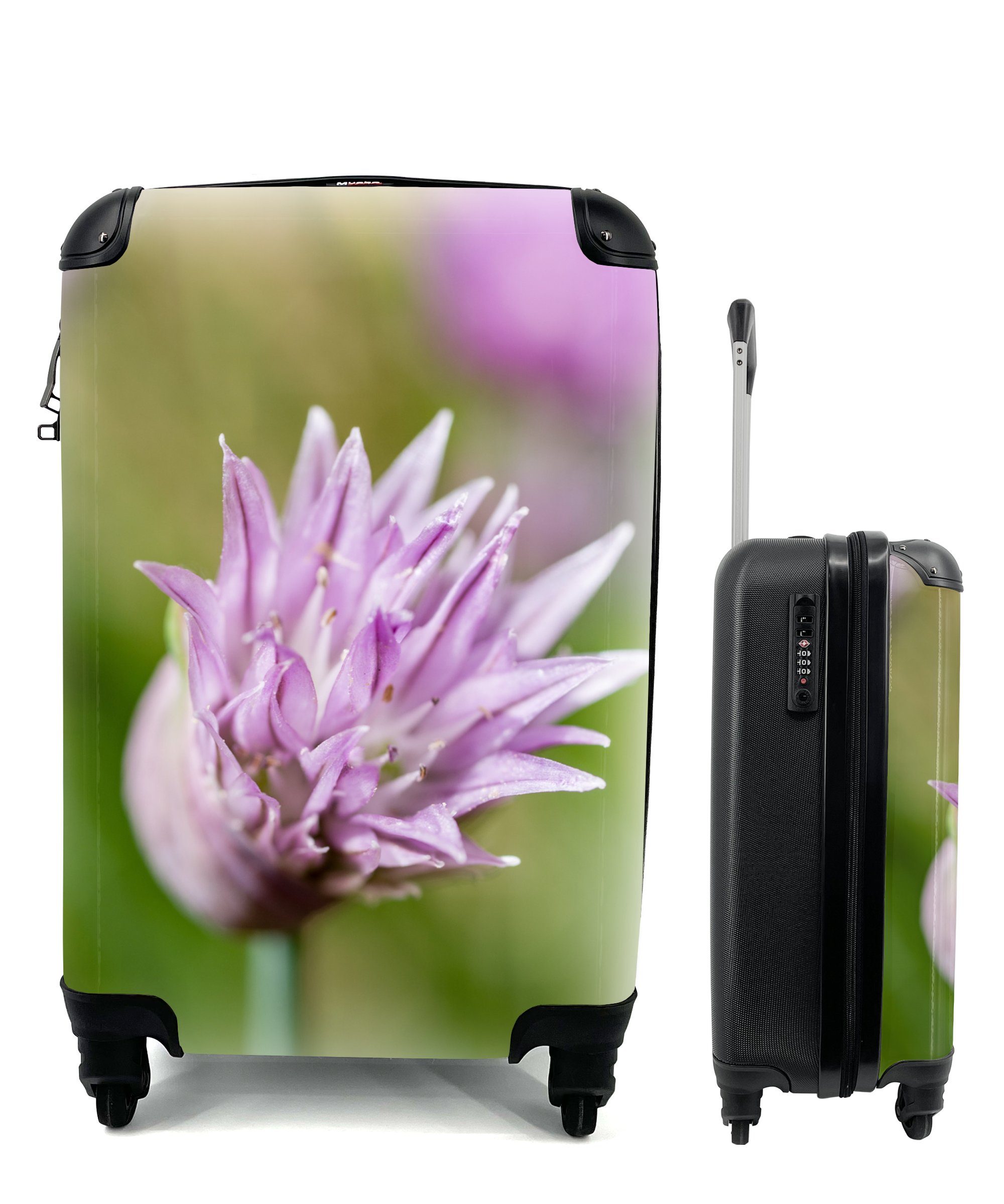 Reisetasche Ferien, der mit rollen, Handgepäck MuchoWow Schnittlauchpflanze, Handgepäckkoffer für Reisekoffer 4 Trolley, Blüte Rollen,