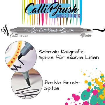 Online Pen Kalligraphie-Stift Calli.Brush, 24x Handlettering Stifte Set, bunte Brush Pens, verschiedene Spitzen