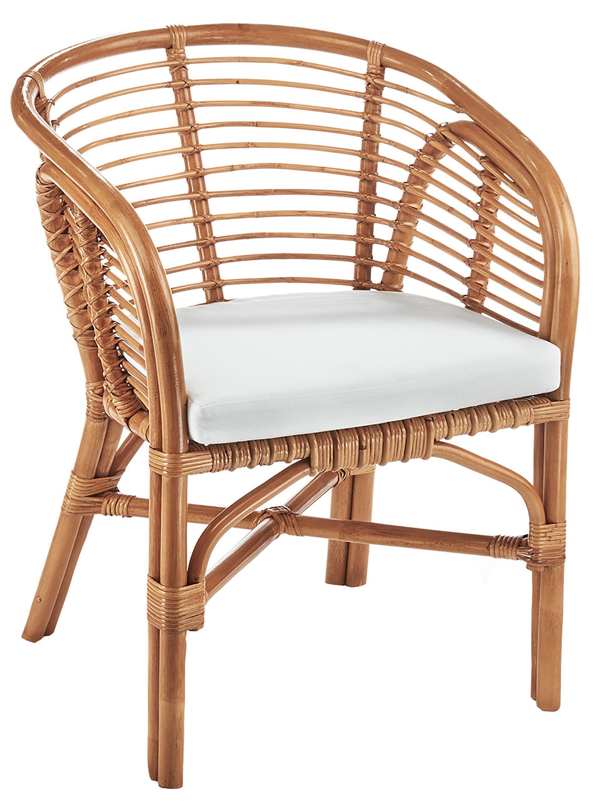 Kobolo 4-Fußstuhl Sessel UMBA Rattan - natur braun mit Armlehnen (aus Rattan, 1 St), 58x59x47/78 cm