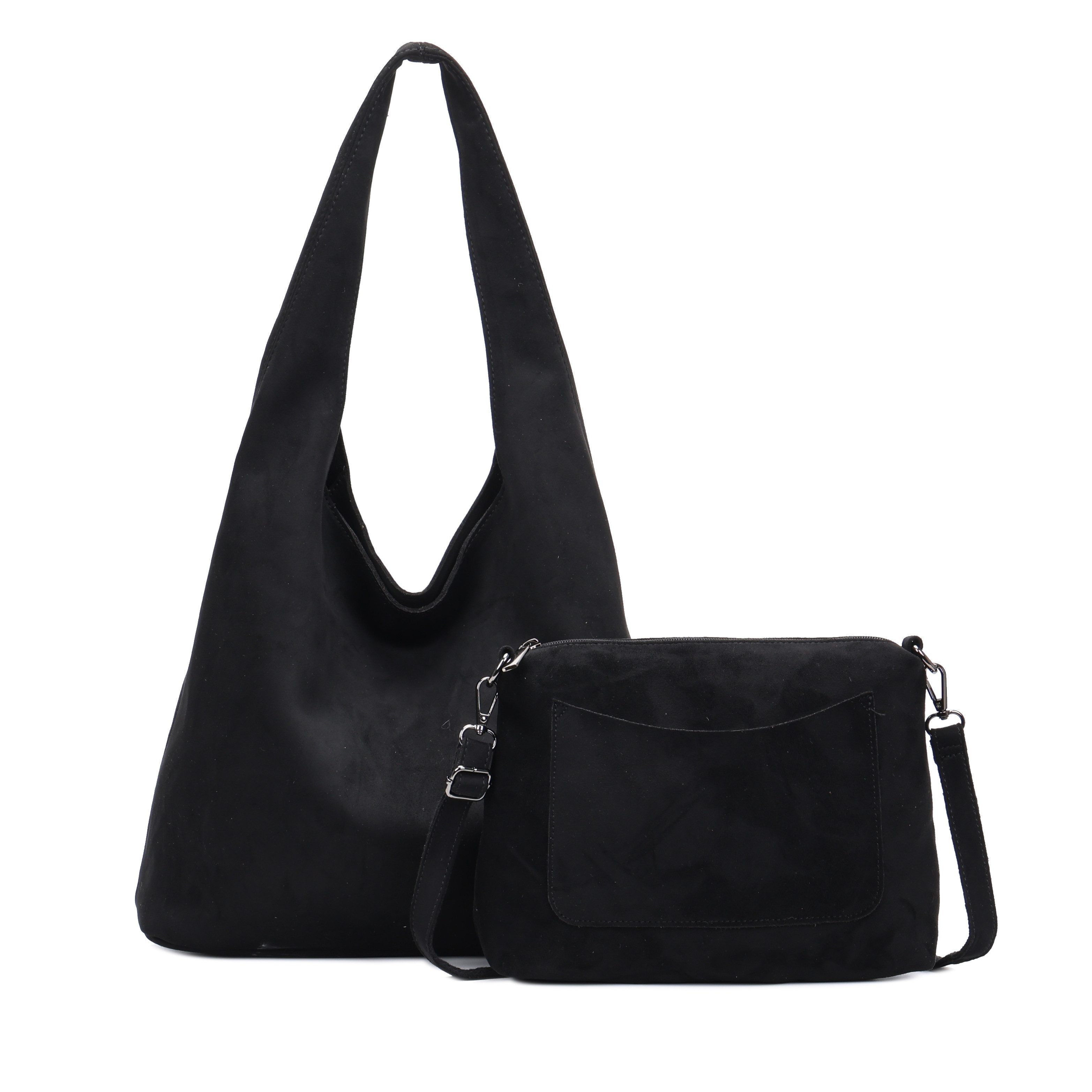 MIRROSI Shopper Damen Hobo Bag 2-in-1 in Wildleder-Optik aus Polyester (mit kleiner Umhängetasche, groß & lässig, ca. 37 x 15 x 32 cm), Neue Kollektion Herbst/Winter 2026