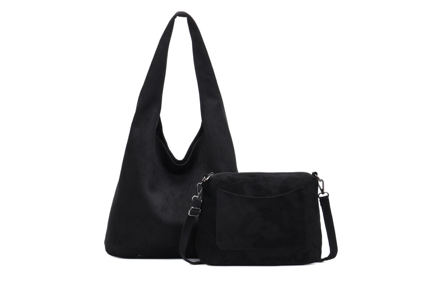 MIRROSI Shopper Damen Hobo Bag 2-in-1 in Wildleder-Optik aus Polyester (mit kleiner Umhängetasche, groß & lässig, ca. 37 x 15 x 32 cm), Neue Kollektion Herbst/Winter 2026