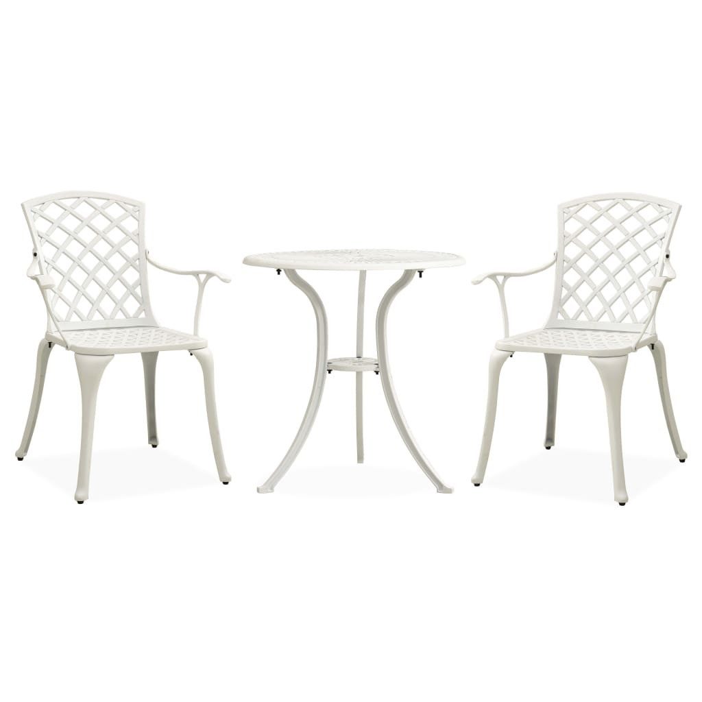 vidaXL Gartenlounge-Set 3-tlg. Bistro-Set Aluminiumguss Weiß, (3-tlg)