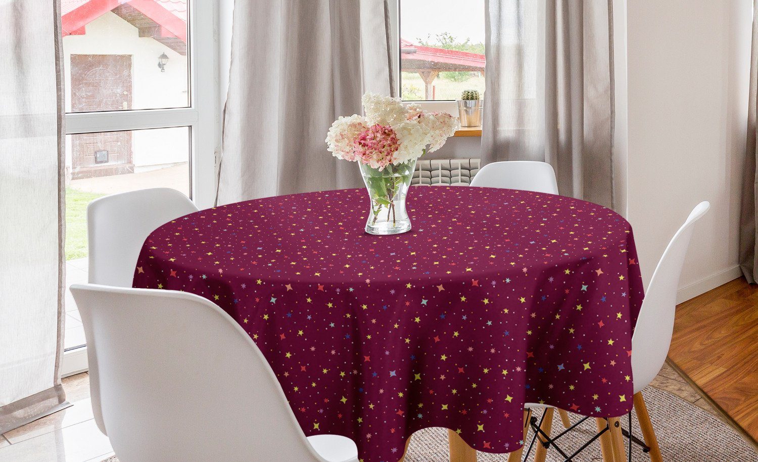 Star Tischdecke Abdeckung Punkte für und Dekoration, Kreis Tischdecke Esszimmer Bunte Küche Abakuhaus Art Sterne