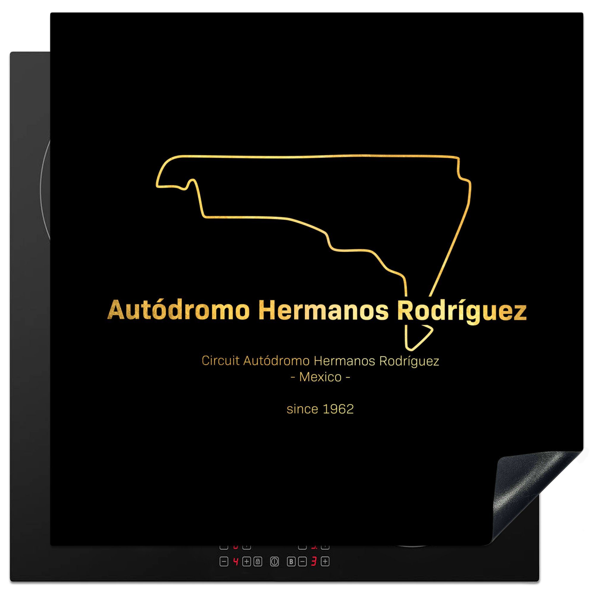 MuchoWow Herdblende-/Abdeckplatte Mexiko - Rennstrecke - Formel 1, Vinyl, (1 tlg), 78x78 cm, Ceranfeldabdeckung, Arbeitsplatte für küche