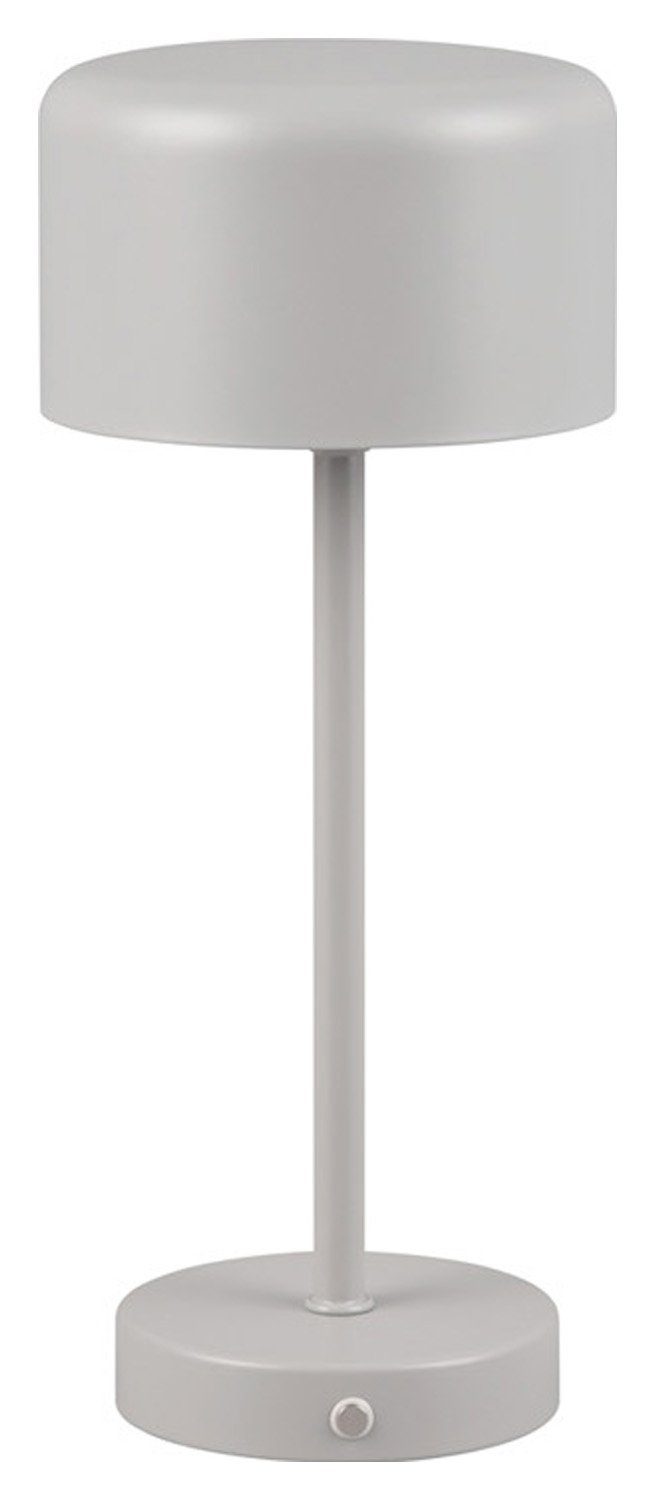 Reality Leuchten LED Tischleuchte JEFF, 1-flammig, H 30 cm, Grau, Kunststoff, Akkubetrieben, Dimmfunktion, USB-Port, LED fest integriert, Warmweiß, 4-stufiger Touchsensor