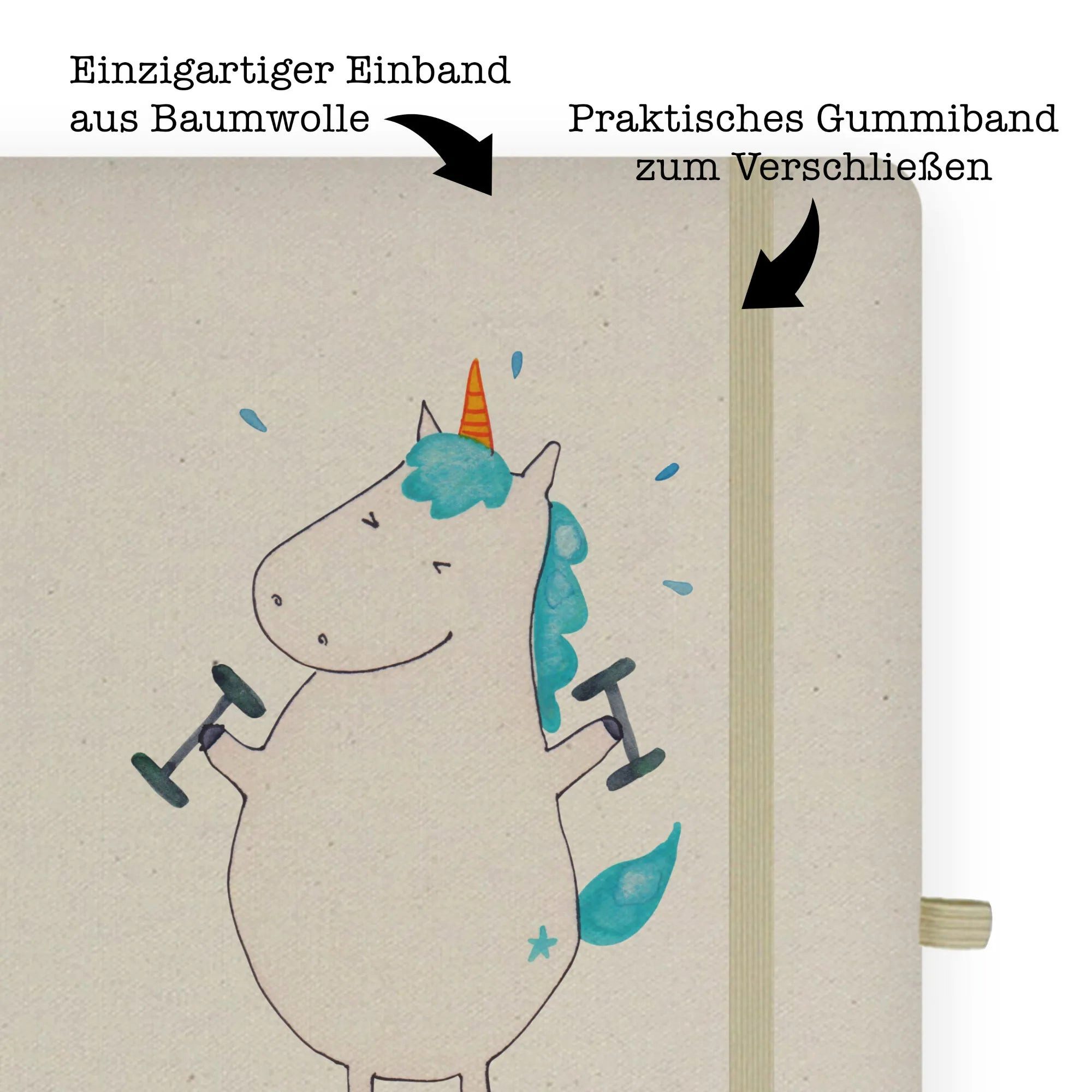 Thumbnail - Mr. & Mrs. Panda Notizbuch Einhorn Fitness - Transparent - Geschenk, DIN A4 Ideenbuch, DIN A4 Sc Mr. & Mrs. Panda, Premi...