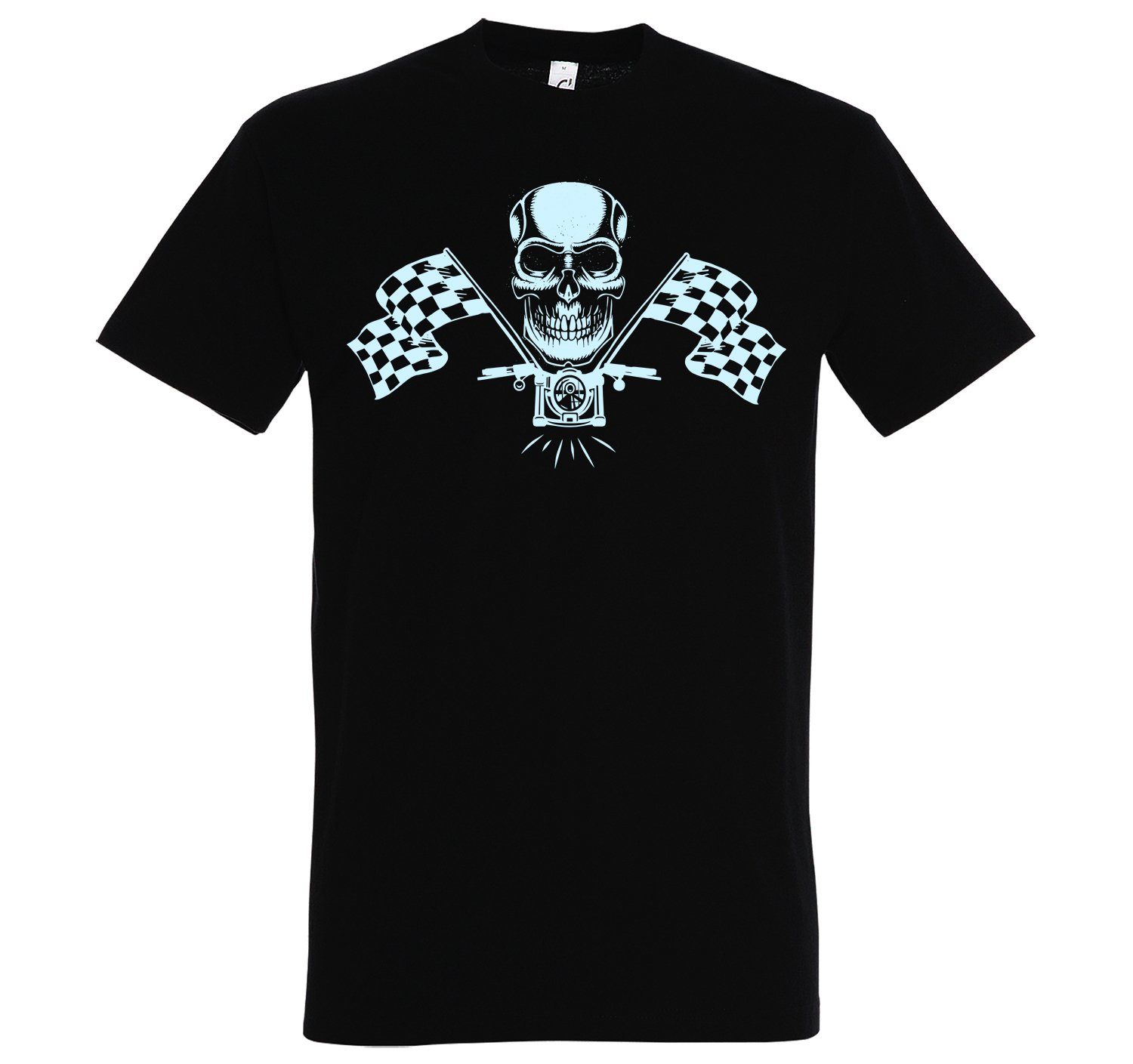 Designz Schwarz T-Shirt Youth T-Shirt Herren MotorradSkull