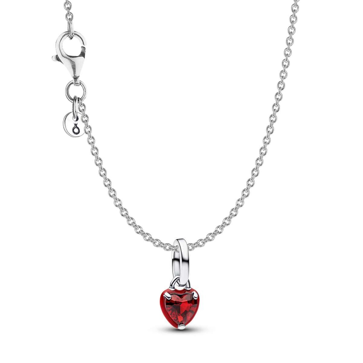 Pandora Herzkette 21531, Damenhalskette Geschenk-Set Silber Rotes Chakra Herz