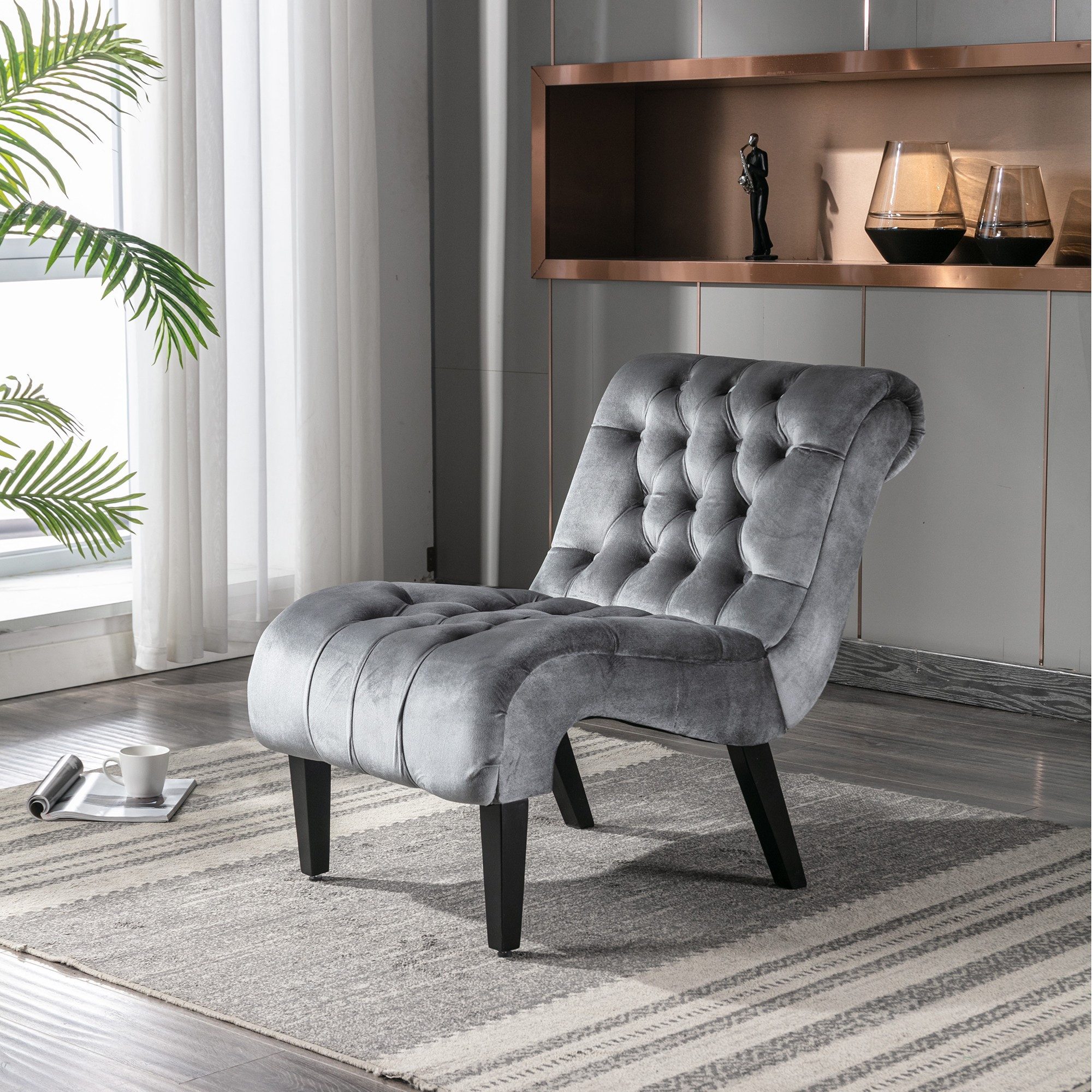 LVHOM XXL-Sessel Eleganter gepolsterter Samtstuhl, Knopfheftung günstig online kaufen