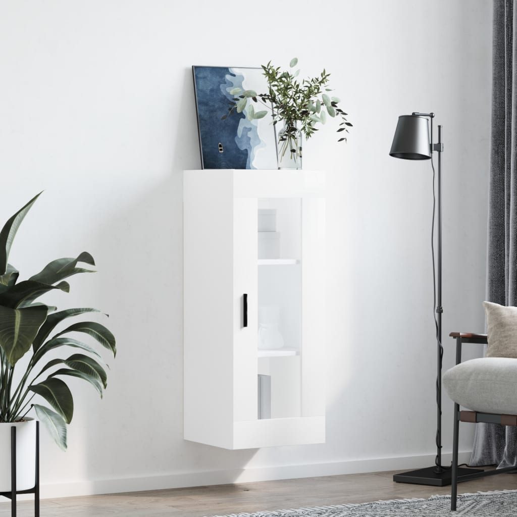 vidaXL Hängeschrank Wandschrank Hochglanz-Weiß 34,5x34x90 cm günstig online kaufen