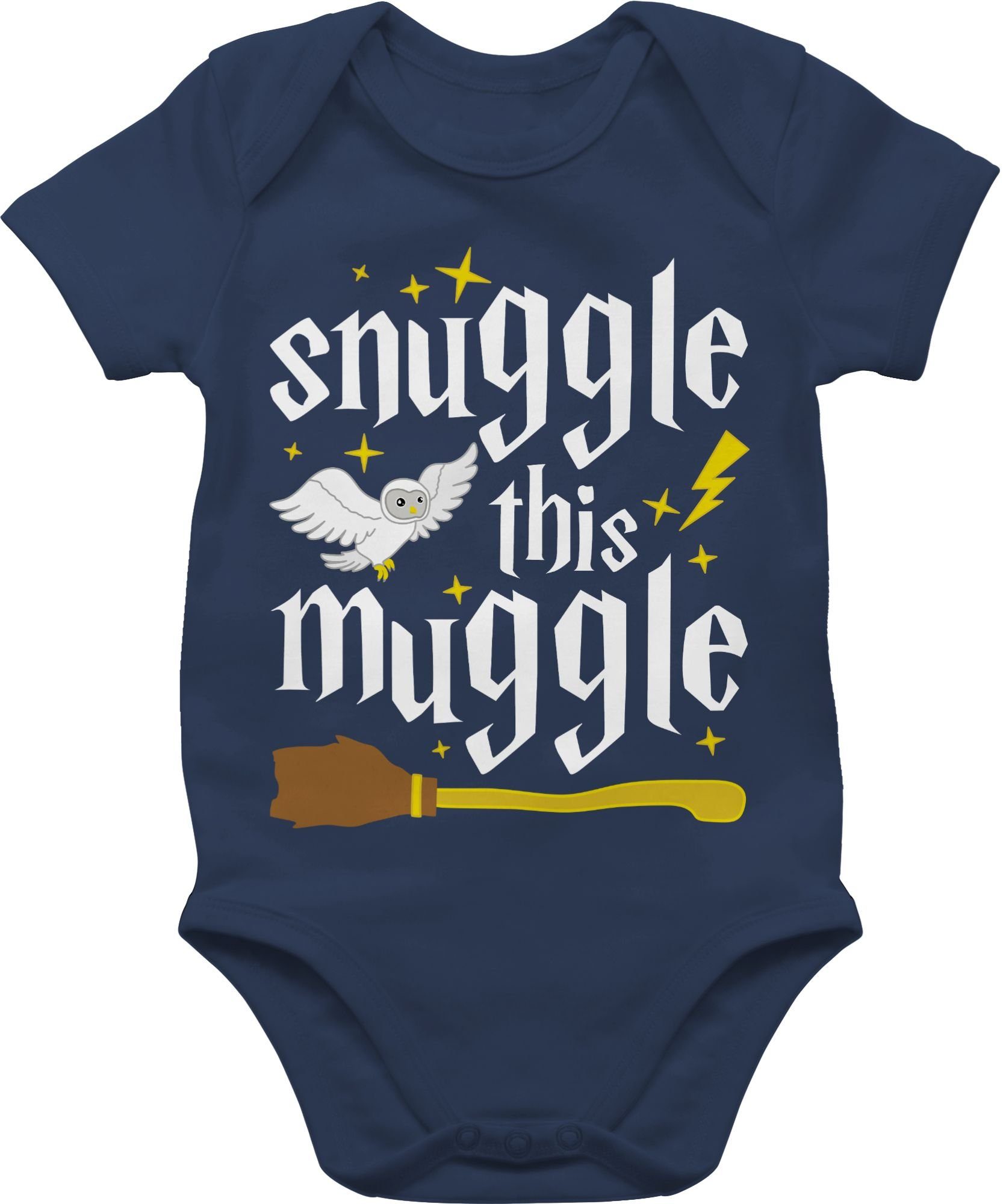 Shirtracer Shirtbody Snuggle This Muggle Harry Strampler Baby Mädchen & Junge 3 Navy Blau