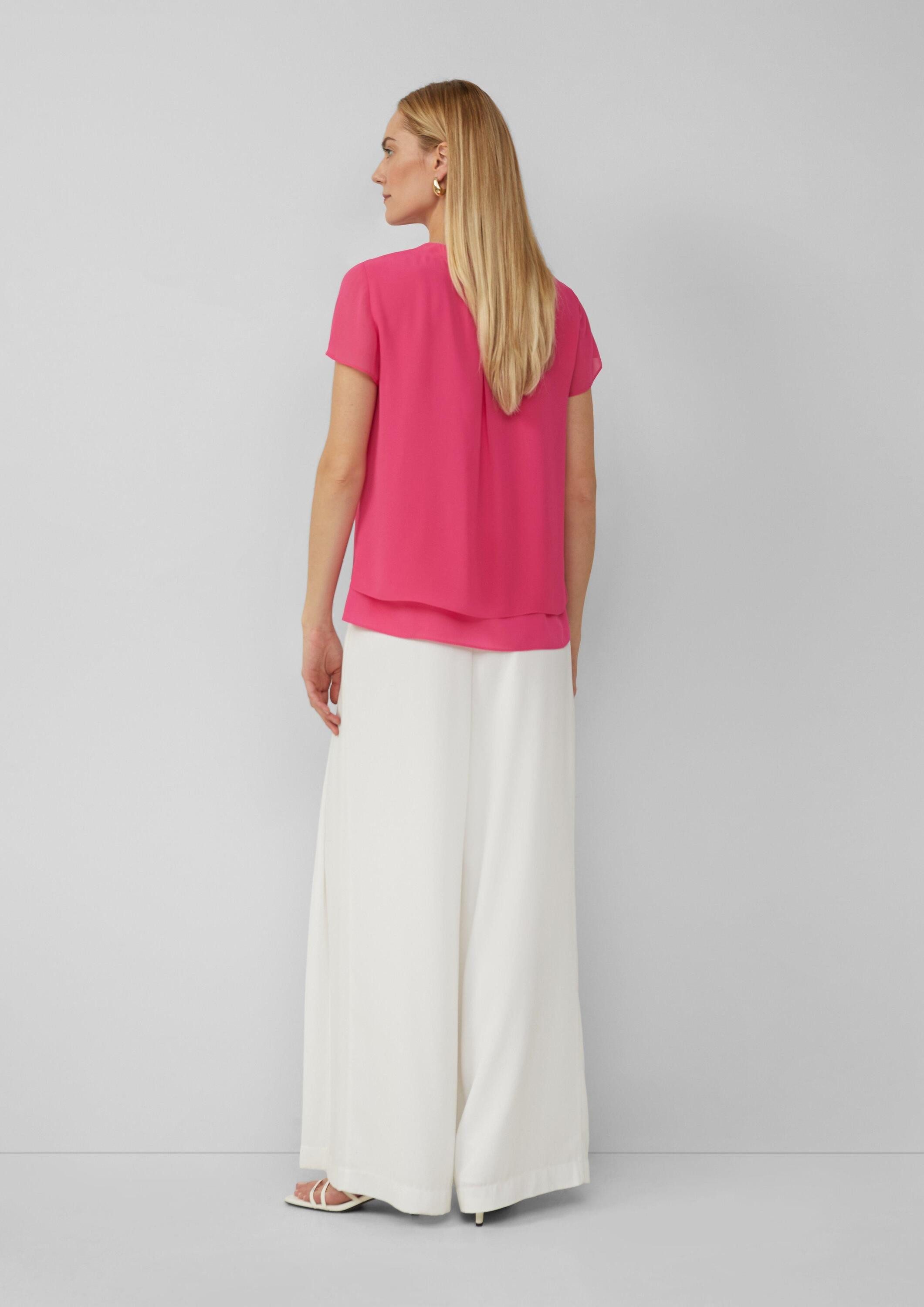 s.Oliver Kurzarmbluse Bluse Kurzärmelige Chiffonbluse mit Layering