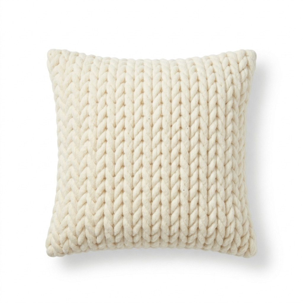 Home-trends24.de Kissenbezug Zopfmuster Kissenbezug Kissenhülle Deko Kissen Creme Hülle Bezug