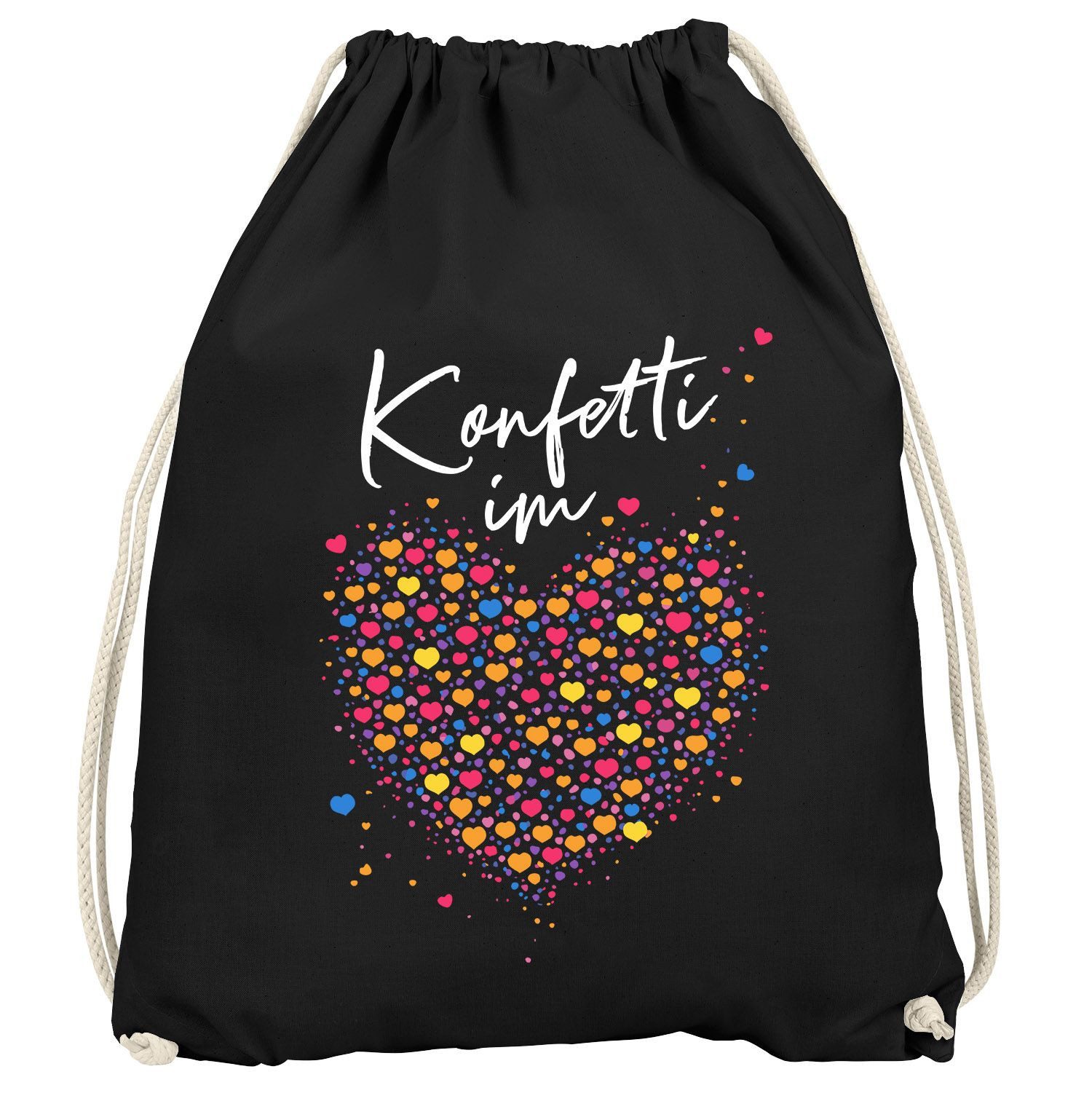 MoonWorks Turnbeutel Turnbeutel - Konfetti Herz - Accessoires Fasching Gadgets Spruch