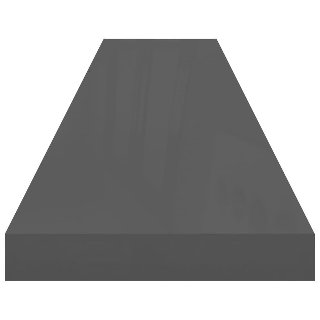 in aus 3016416, (Honeycomb) 120x23,5x3,8 LxBxH: Hochglanz-Grau cm, Wandregal mit möbelando Metallhalter MDF