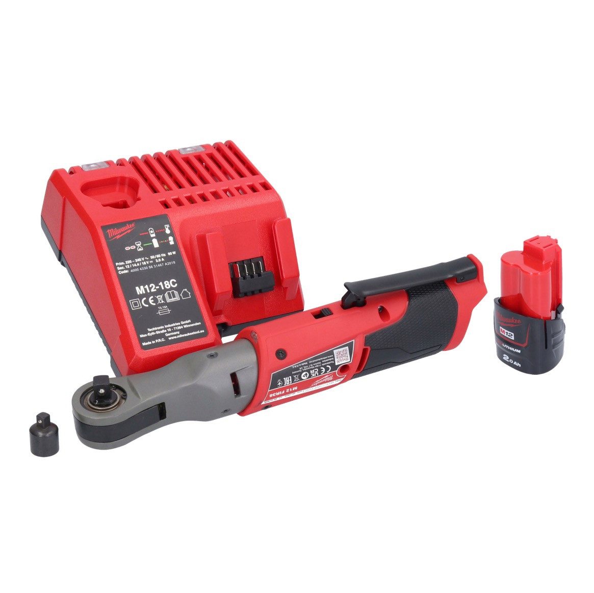 Milwaukee Umschaltknarre M12 FIR38-201 Akku Ratsche 12 V 75 Nm 3/8" 1/4" + 1x Akku 2,0 Ah