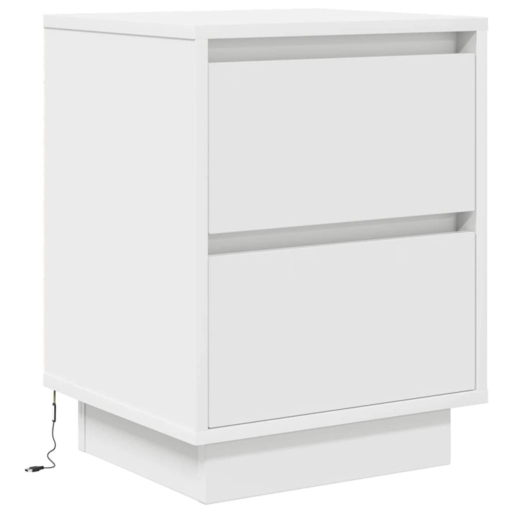 vidaXL Nachttisch Nachttisch mit LED-Leuchten Weiß 38x34x50 cm (1-St)