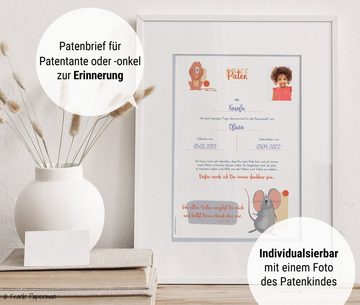 Frank Paperman Taufkarte Patenbrief Taufpaten, Urkunden Set, Paten Patenkind, Taufe verspielt, 100% Recyclingpapier, Erinnerung Taufe, Geschenk Geburt