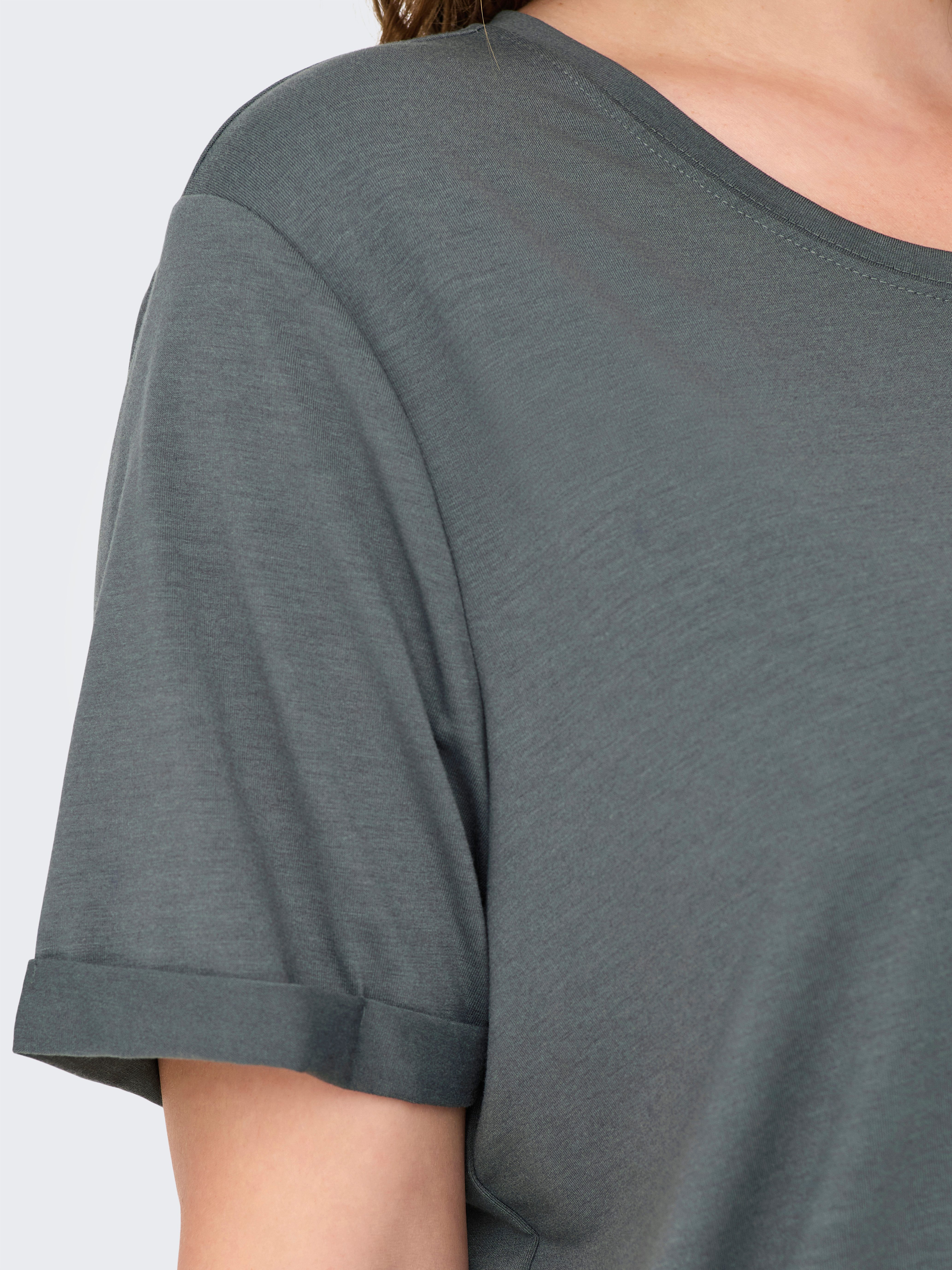 ONLY CARMAKOMA Kurzarmshirt CARMOSTER S/S FOLD UP TOP JRS NOOS Materialmix, regular fit