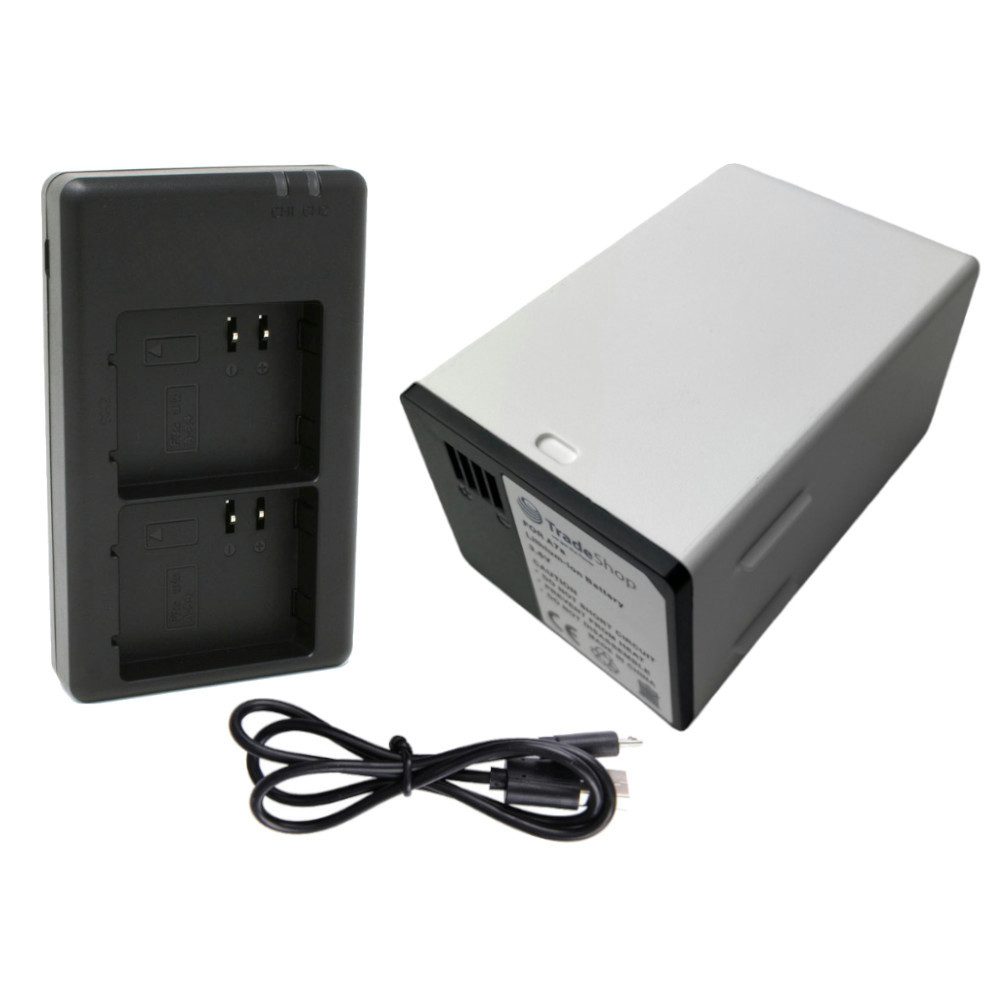 Trade-Shop 2in1 Set passend für Arlo Netgear Pro 3 VMA5410 Ladegerät + Kamera-Akku Li-Ion 15000 mAh (3,6 V), Mit Micro-USB und USB-C