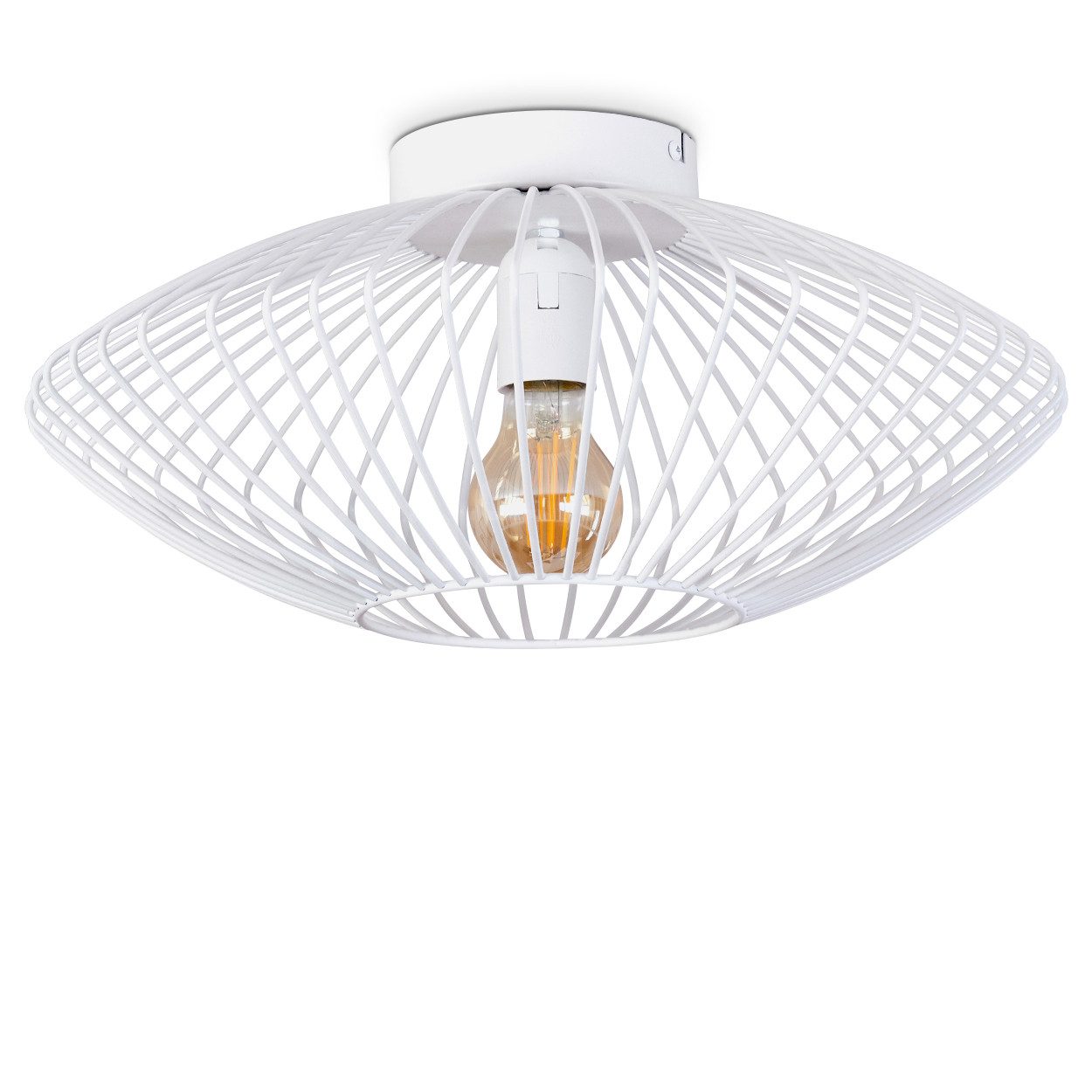 hofstein Deckenleuchte »Pieris« runde Deckenlampe aus Metall in Weiß, ohne günstig online kaufen