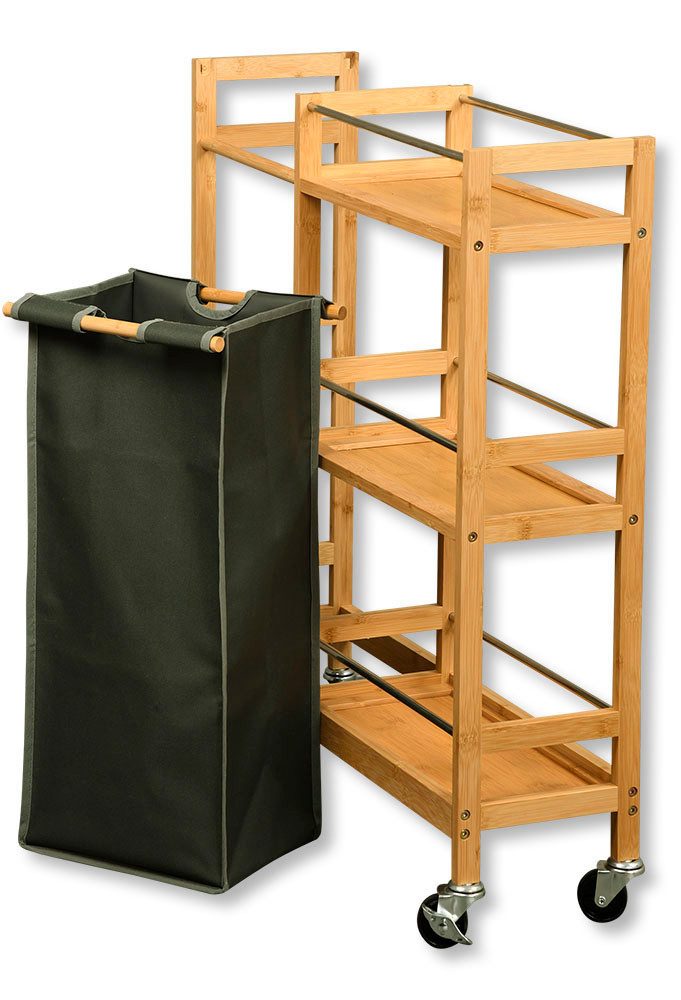 KESPER® Küchenwagen Nischenwagen mit Flaschensammler, Bambus