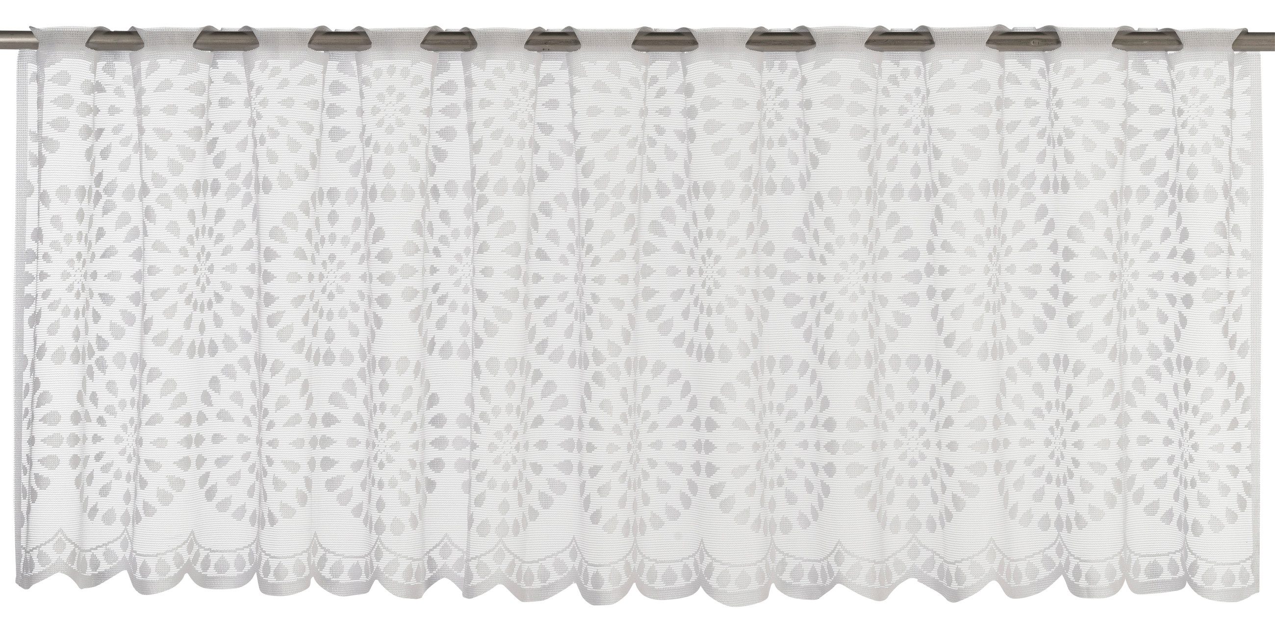ELBERSDRUCKE Scheibengardine Bistrogardine mit Webösen Circolo weiß 45 x 160 cm (1 St), Ösen, transparent, Polyester, einfarbig, modern, Sichtschutz