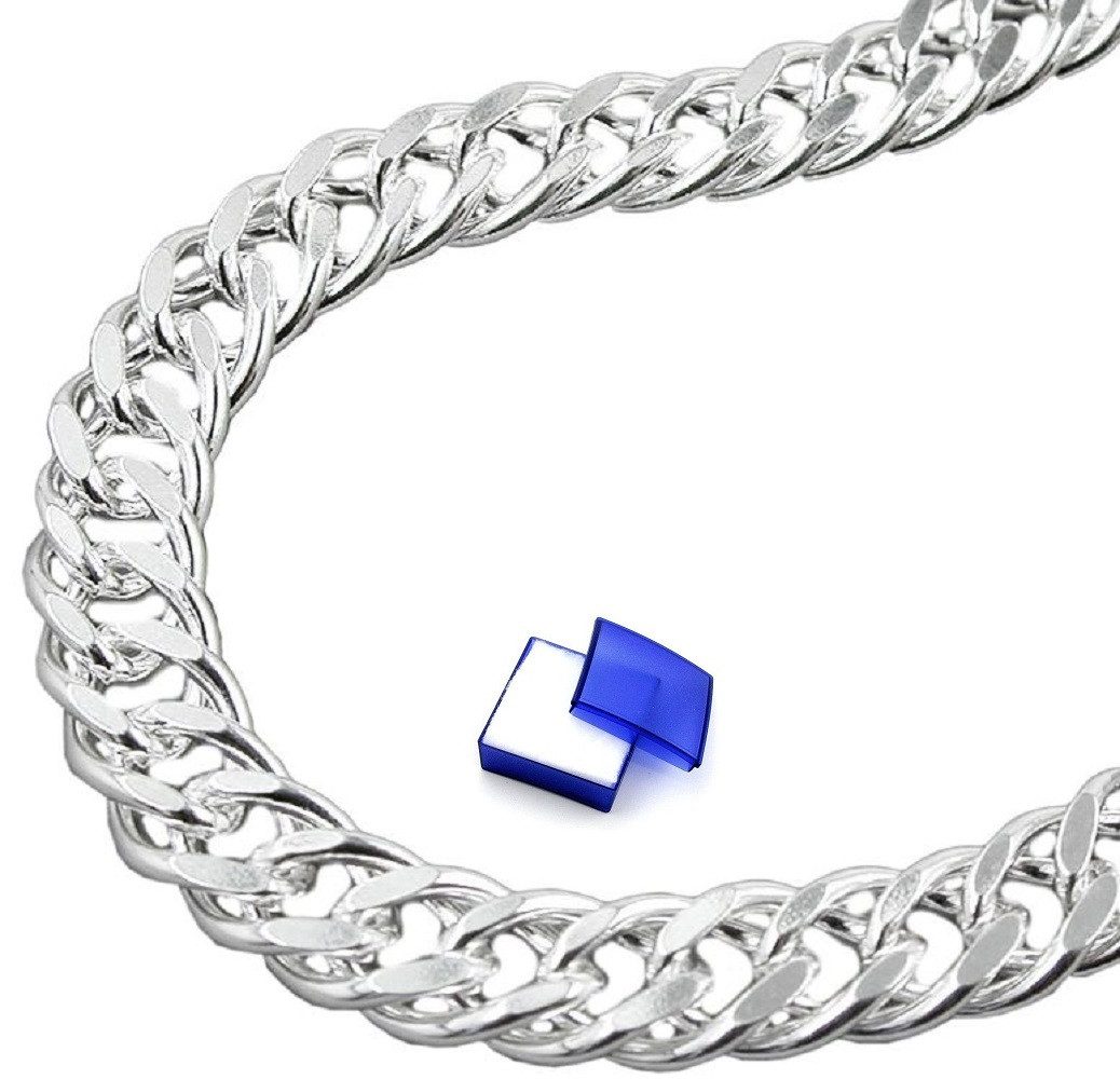 Silberkette Halskette 6 mm Zwillingspanzerkette diamantiert 925 Silber 50 cm