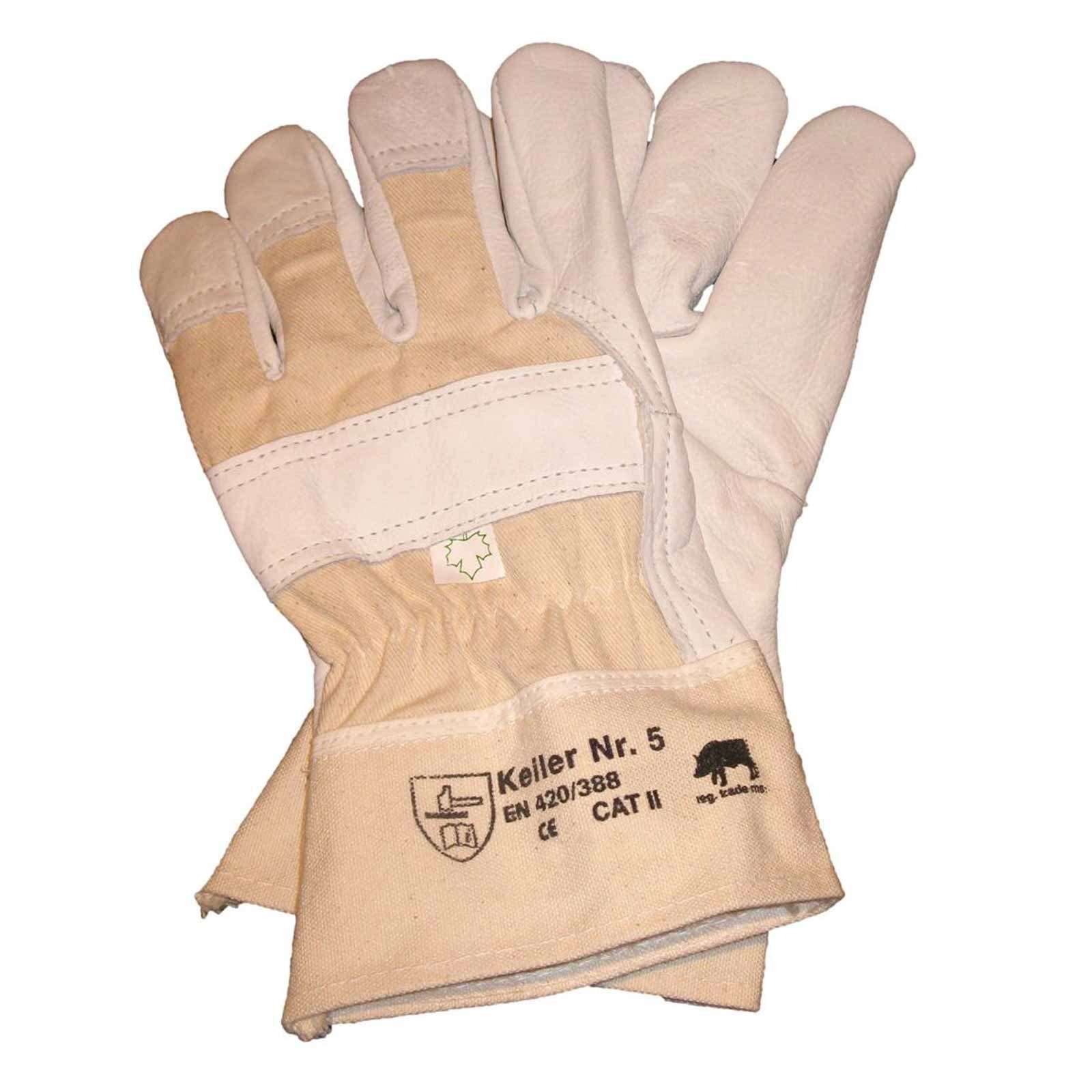 Keiler Forst Mechaniker-Handschuhe Schutzhandschuh Keiler Nr.5 Lederhandschuh, Forsthandschuh, mit Stulpe