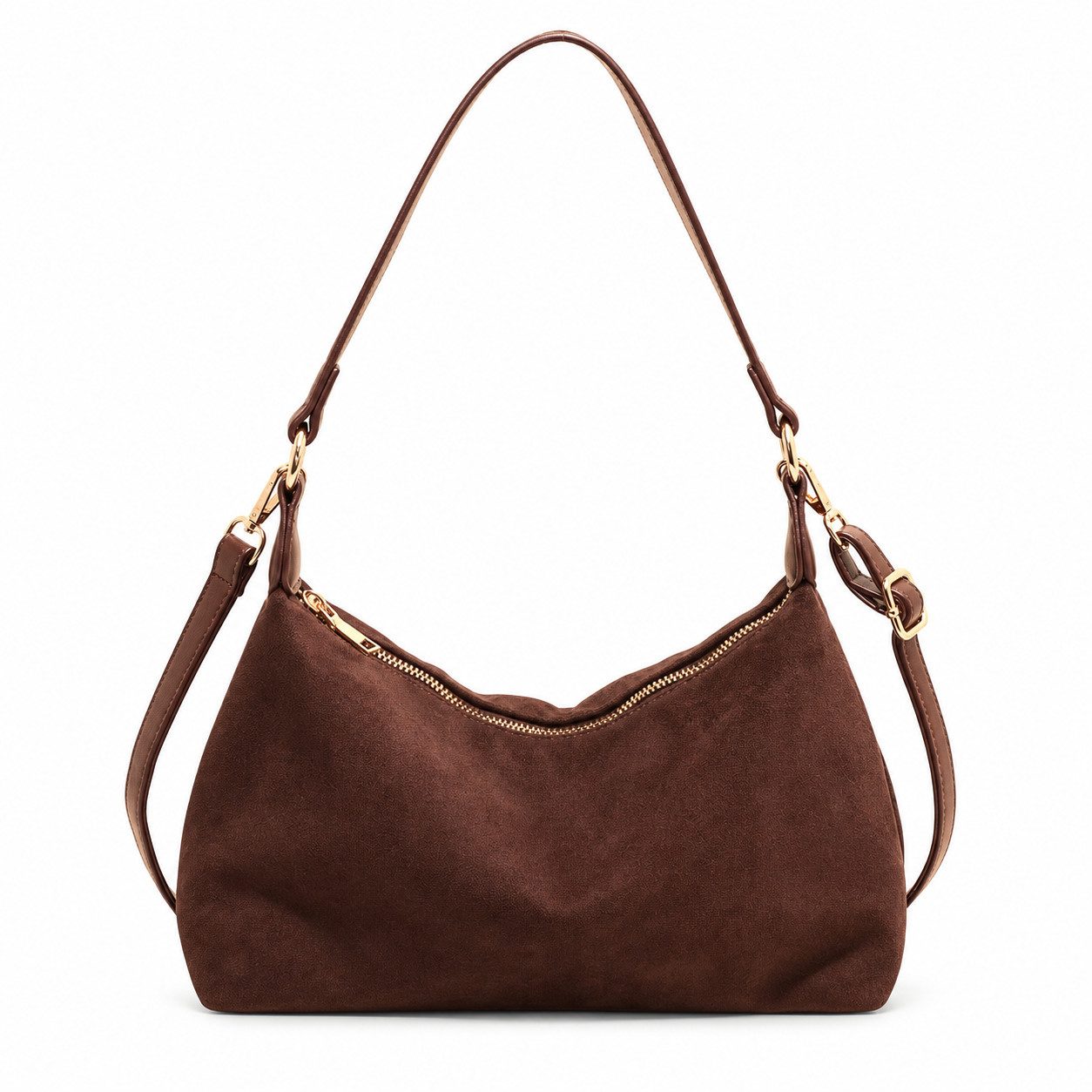 MOPUEA Umhängetasche Damen Handtasche Mini Schultertasche Braun mit Reißverschluss Retro