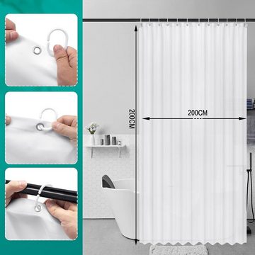 Woltu Duschvorhang Breite 200 cm (1-tlg), Badvorhang Anti-schimmel