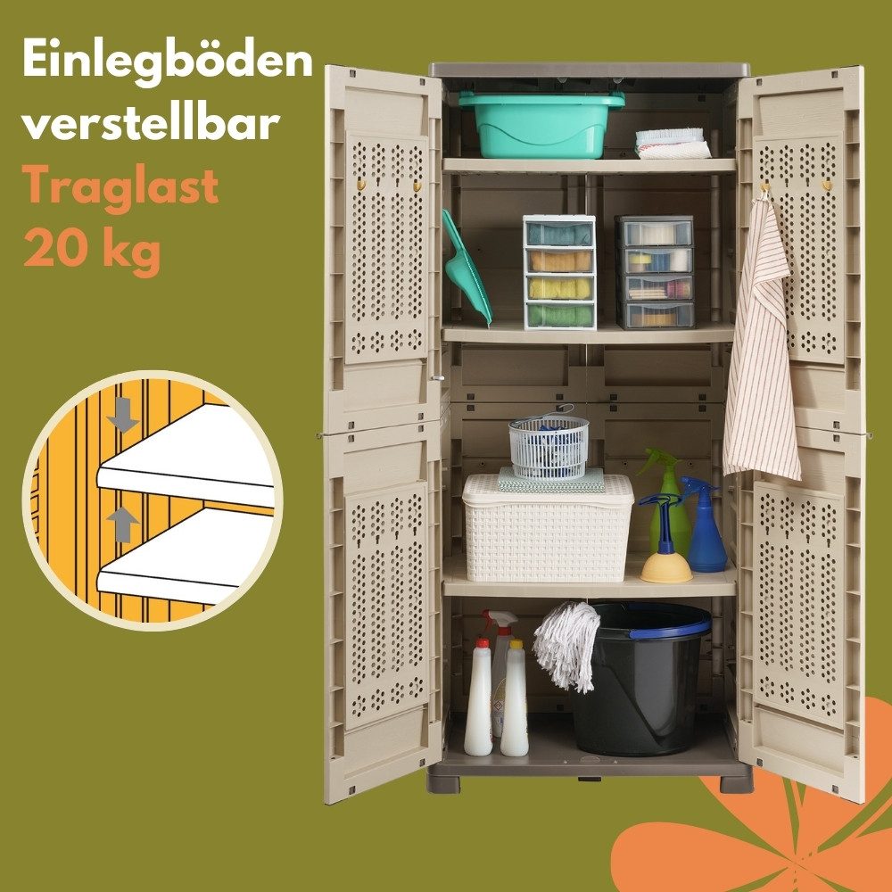 GarPet Garten-Geräteschrank Gartenschrank Wetterfest Outdoor Kunststoff Schrank Balkonschrank – Bild 5 von 5