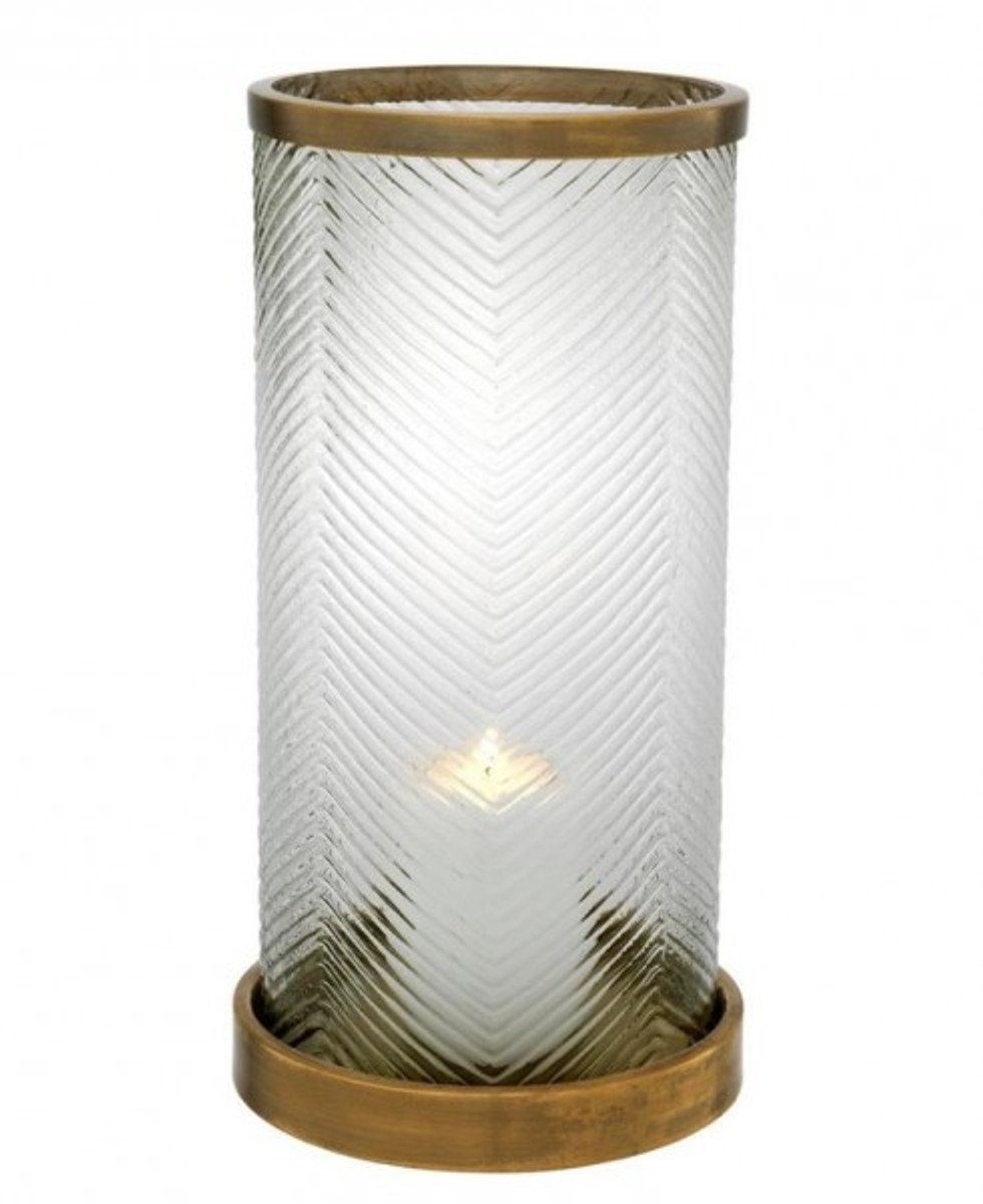 Casa Padrino Windlicht Designer Windlicht / Kerzenleuchter Messing Finish 23 x H. 42 cm - Luxus Qualität | Windlichter