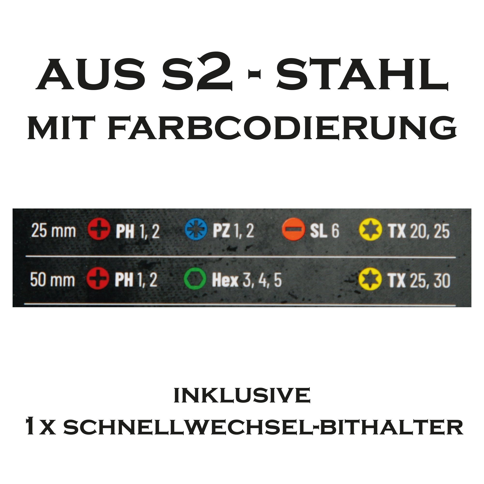 Bithalter Schraubendreher - Schnellwechsel 15-St., inkl. Set, Bestlivings Bit-Set Bit Set Hammerschmitt,