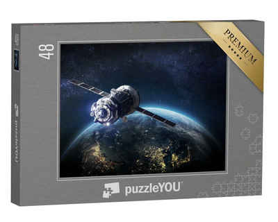 puzzleYOU Puzzle Weltallszenerie: Raumschiff und Sonnensystem, 48 Puzzleteile, puzzleYOU-Kollektionen Weltraum, Universum