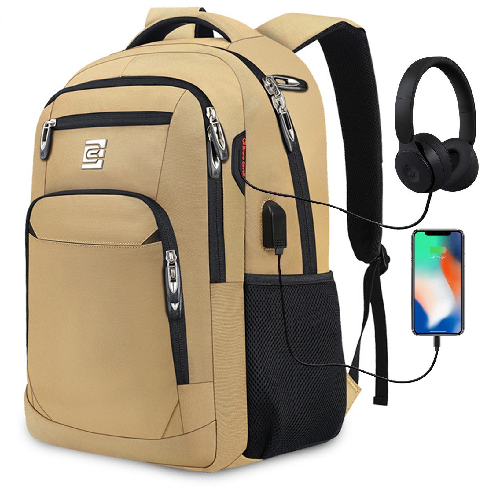 MODFU Laptoprucksack Laptop Rucksack Rucksäcke Schulrucksack Laptoptasche Wasserbeständig (Laptop Notebook Tasche Schule Uni Rucksack Freizeitrucksack, Anti-Diebstahl, Backpack mit Laptopfach, Sportrucksack, mit USB-Anschluss), Herren Damen Jungen Teenager Freizeit Arbeit Business Reisen