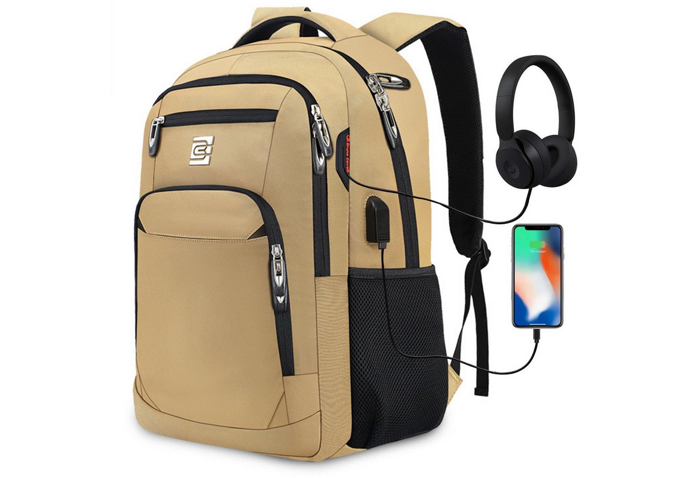 MODFU Laptoprucksack Laptop Rucksack Rucksäcke Schulrucksack Laptoptasche Wasserbeständig (Laptop Notebook Tasche Schule Uni Rucksack Freizeitrucksack, Anti-Diebstahl, Backpack mit Laptopfach, Sportrucksack, mit USB-Anschluss), Herren Damen Jungen Teenage